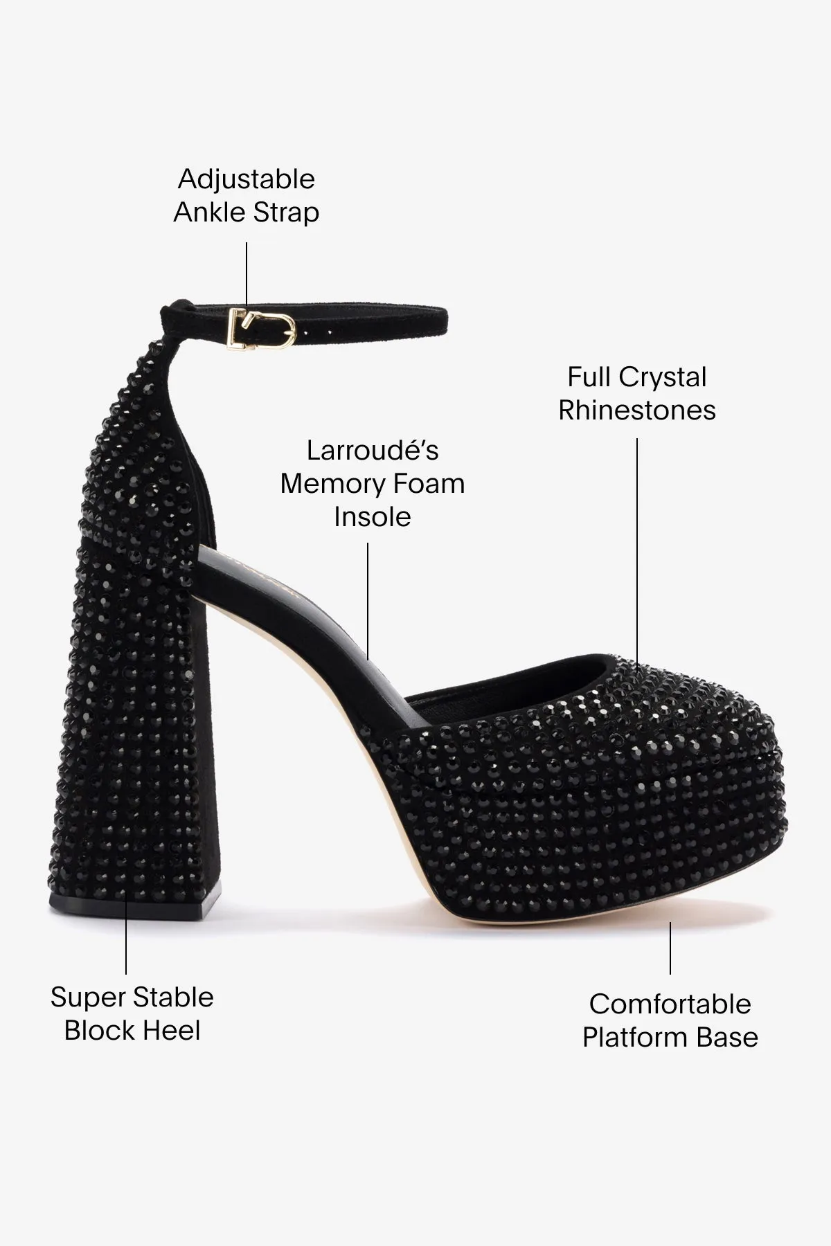 Ari Crystal Pump In Monochrome Black Suede,Women Heel