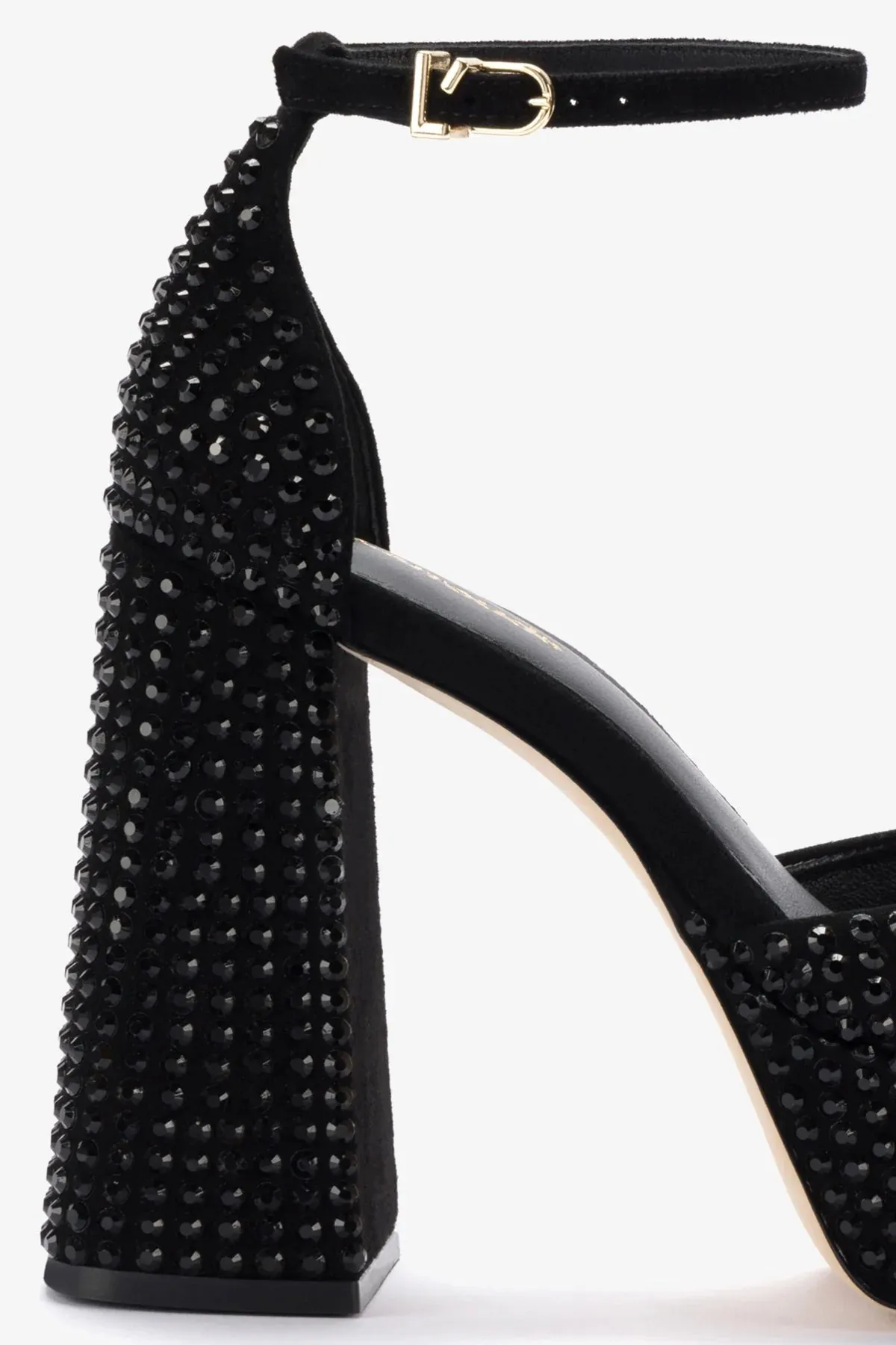Ari Crystal Pump In Monochrome Black Suede,Women Heel