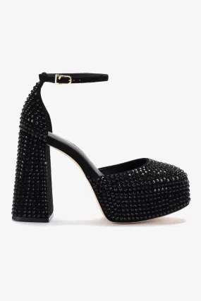 Ari Crystal Pump In Monochrome Black Suede,Women Heel
