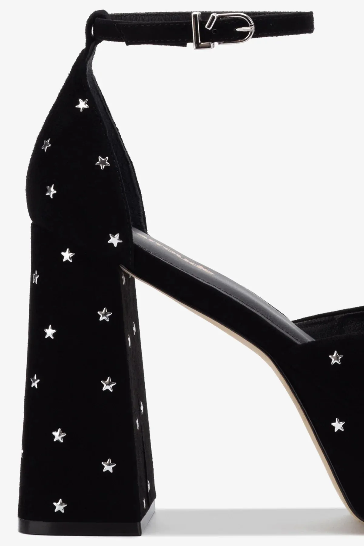Ari Pump In Black Suede and Silver Stars,Women Heel