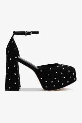 Ari Pump In Black Suede and Silver Stars,Women Heel
