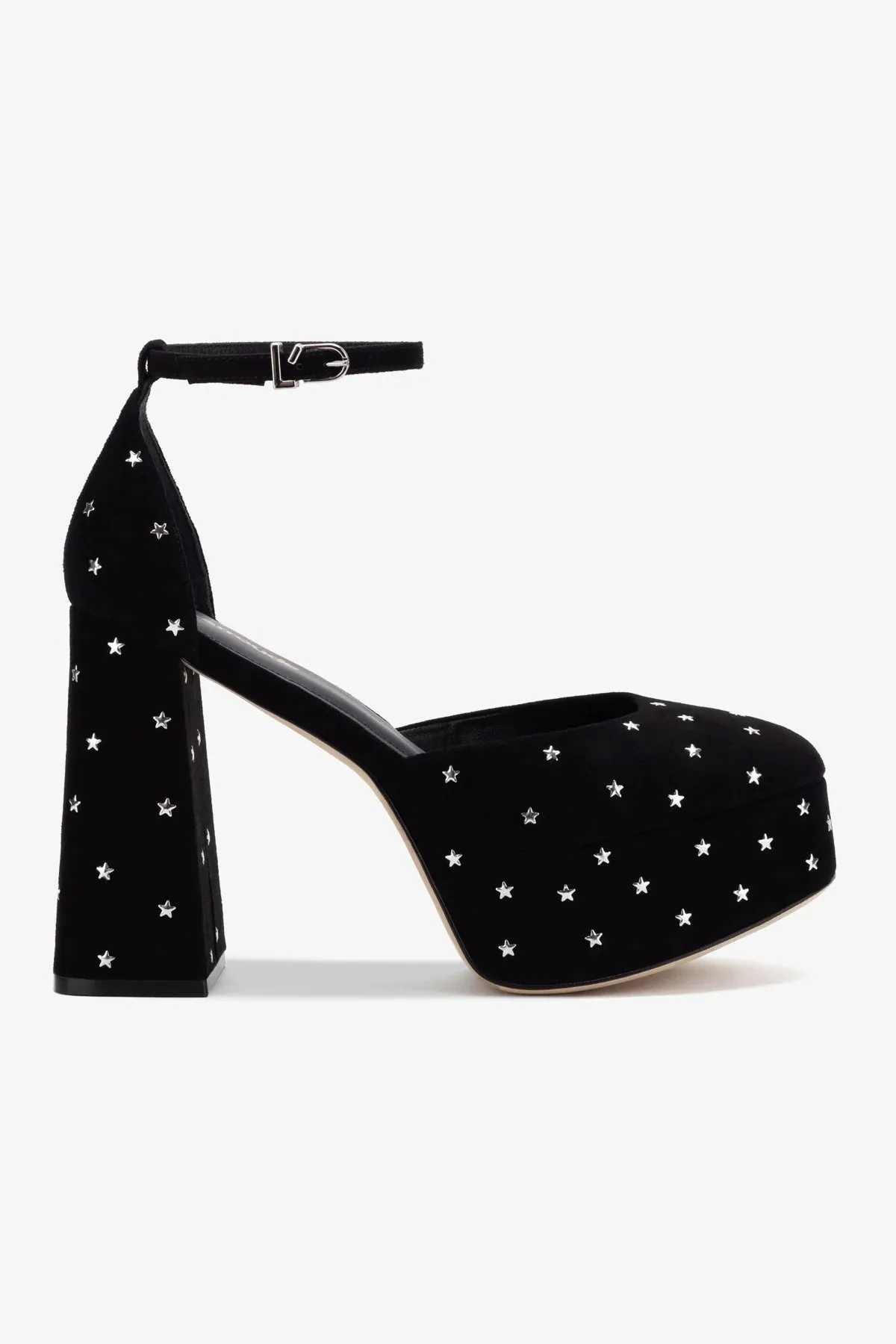 Ari Pump In Black Suede and Silver Stars,Women Heel