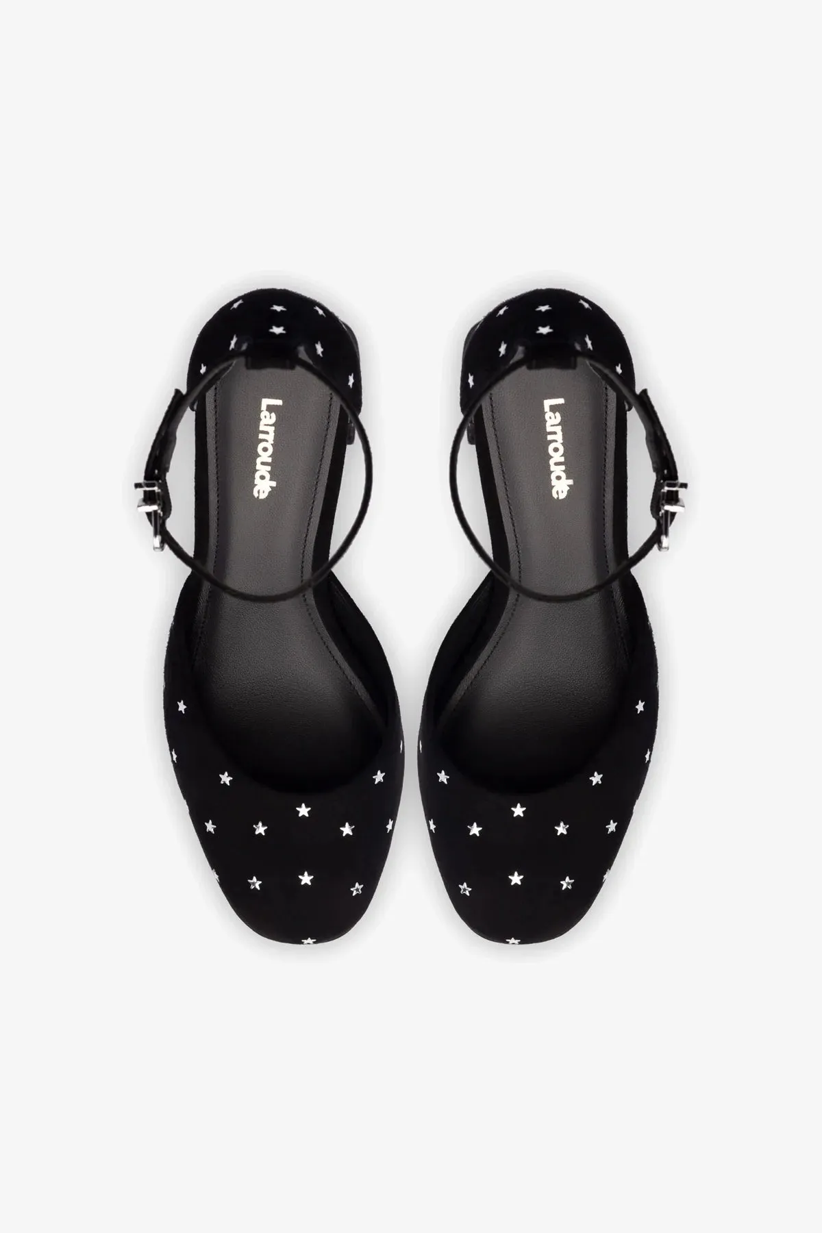 Ari Pump In Black Suede and Silver Stars,Women Heel