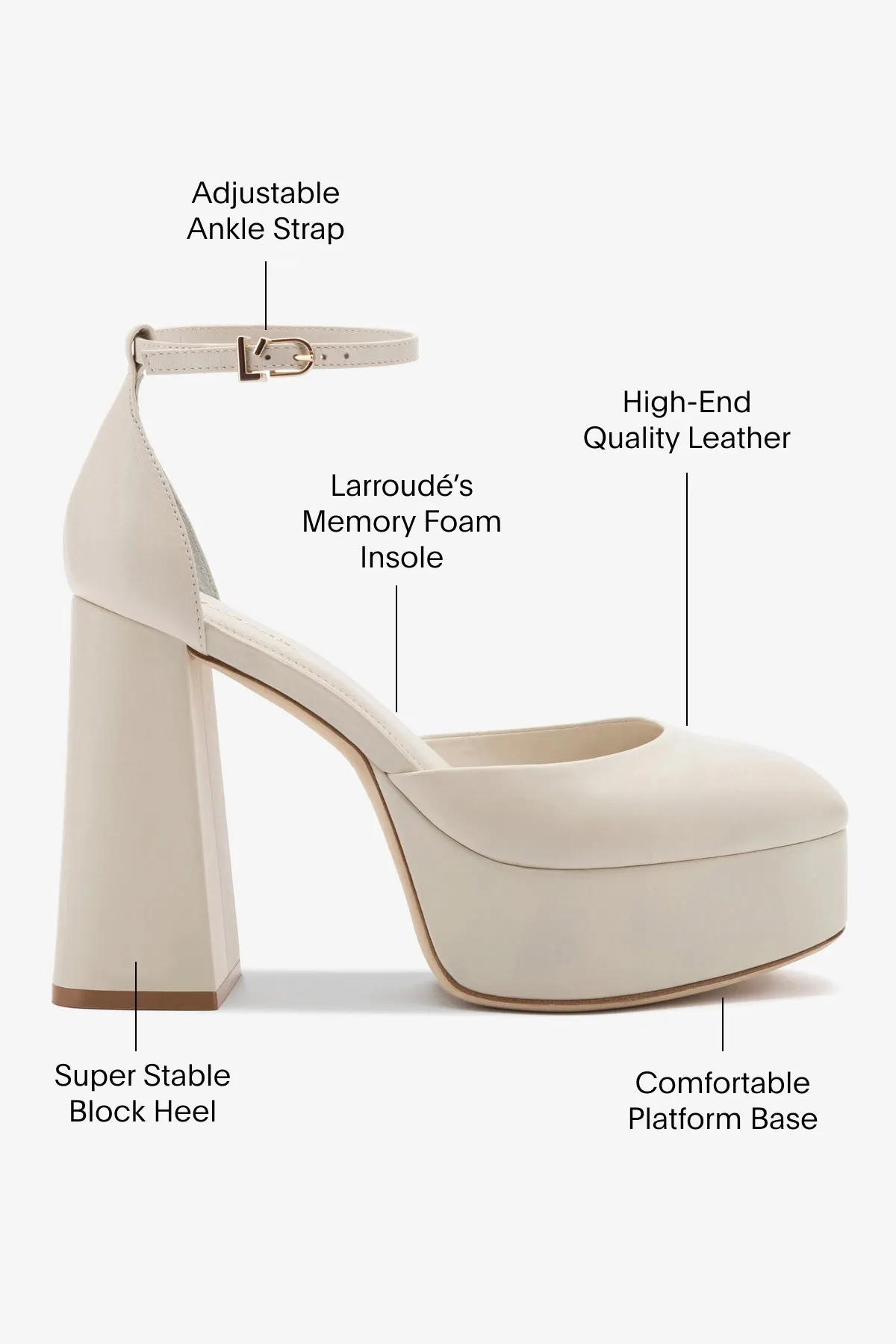 Ari Pump In Ivory Leather,Women Heel