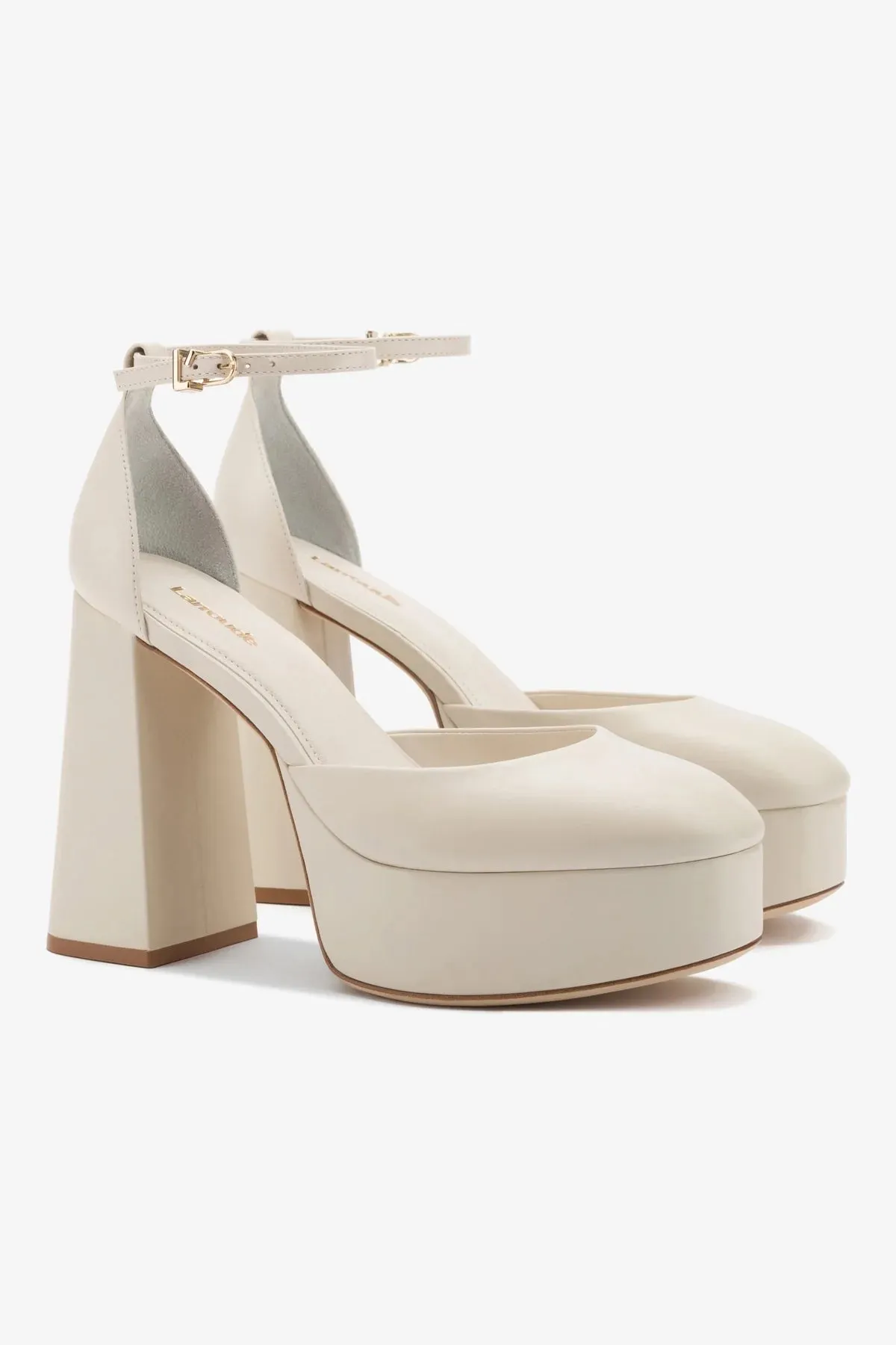 Ari Pump In Ivory Leather,Women Heel