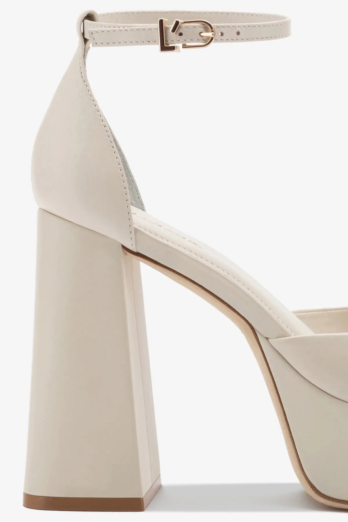 Ari Pump In Ivory Leather,Women Heel