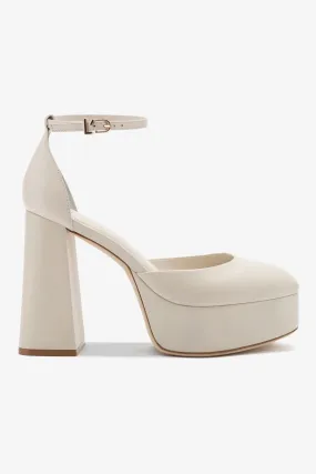 Ari Pump In Ivory Leather,Women Heel