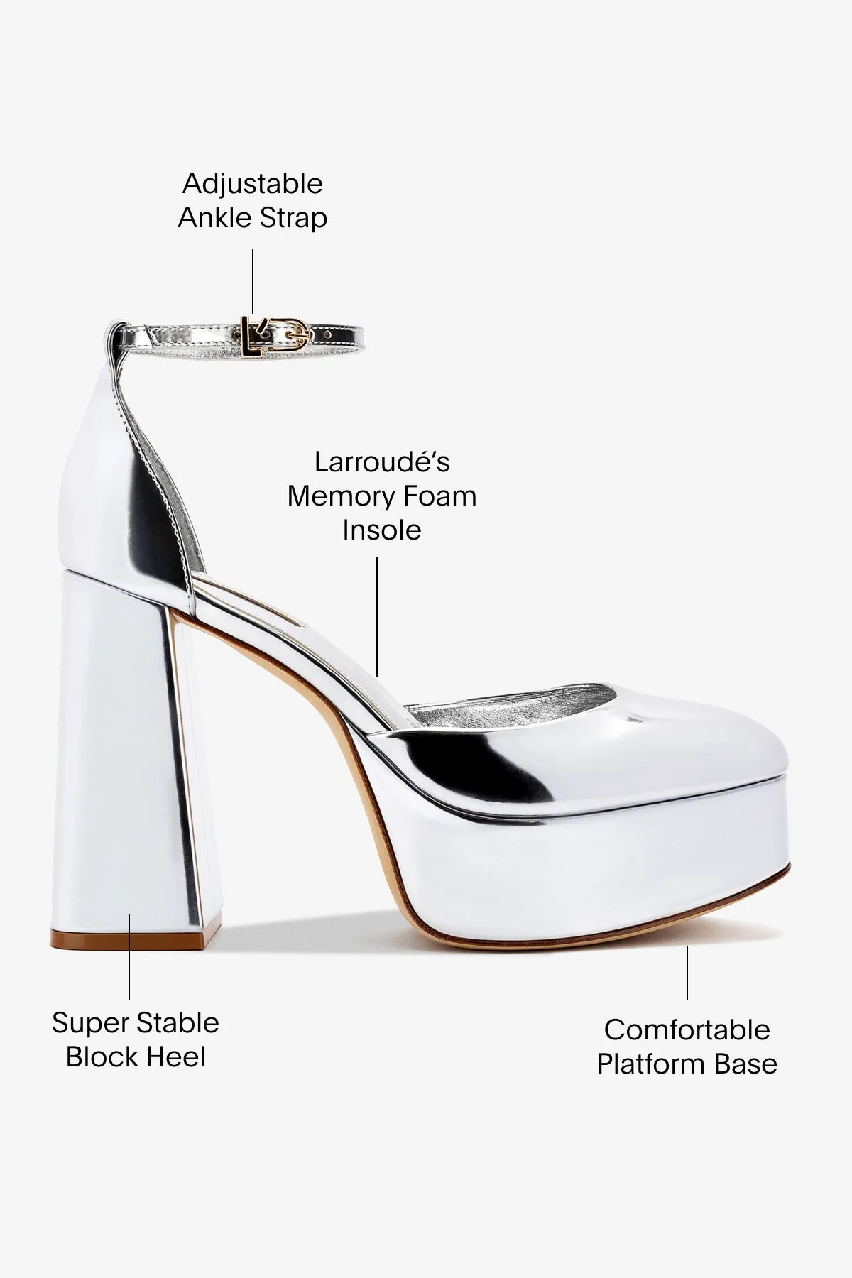 Ari Pump In Silver Specchio,Women Heel