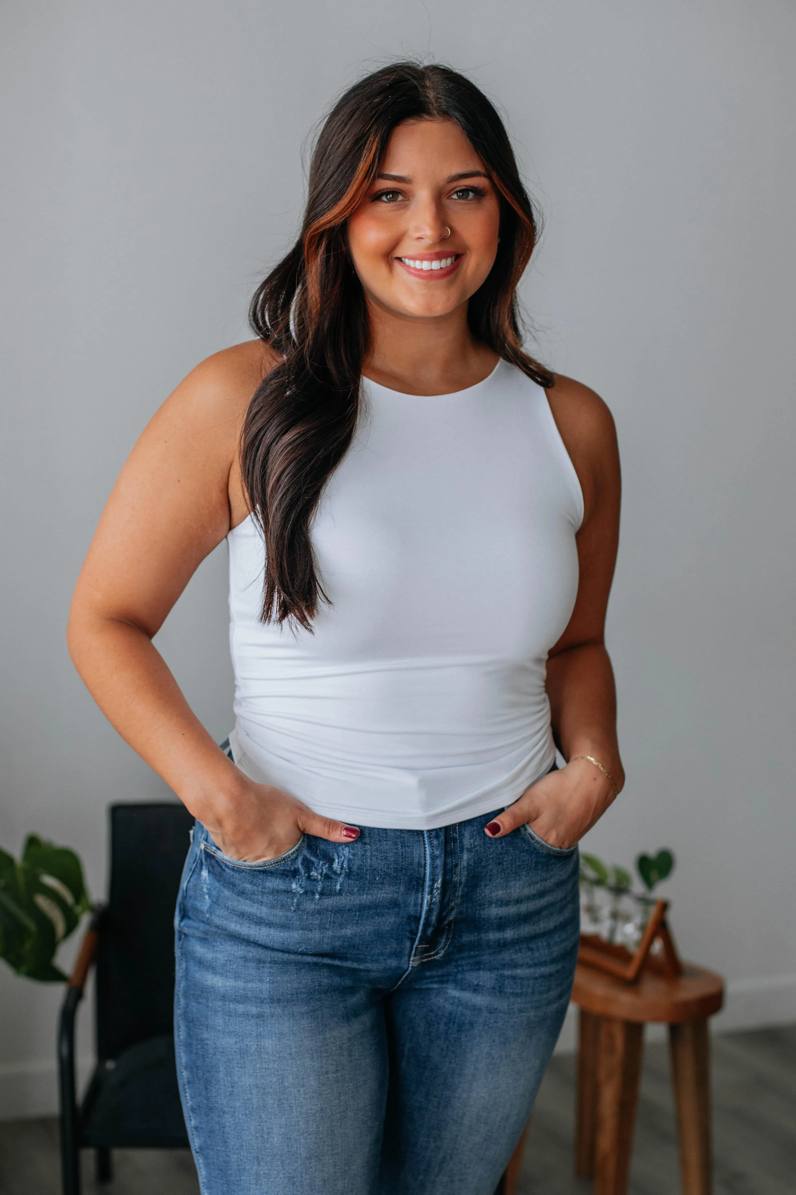 Ariel Basic Tank - Ivory,Women Tank