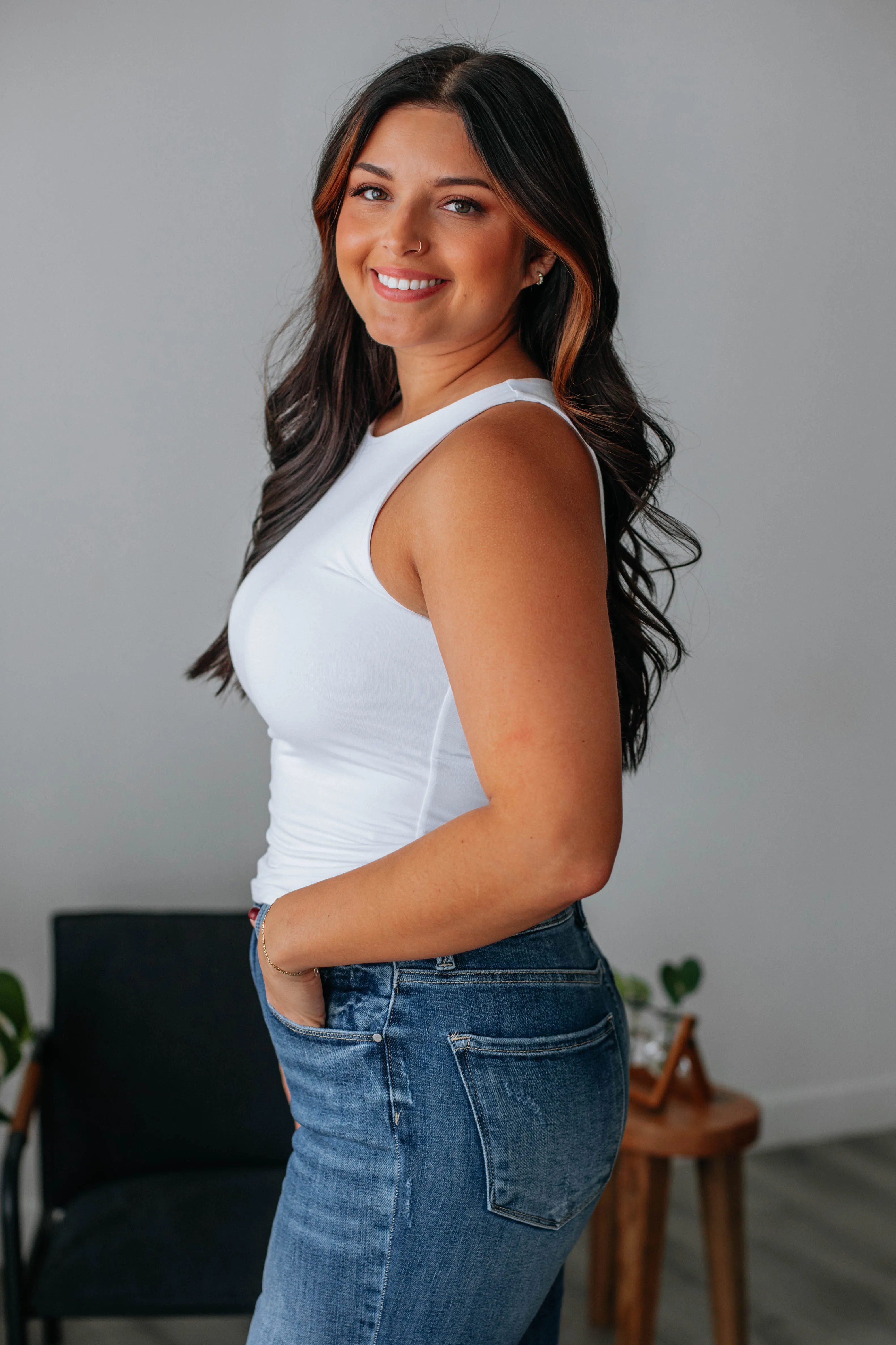 Ariel Basic Tank - Ivory,Women Tank