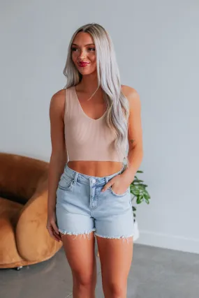 Ashton Ribbed Tank - Sand,Women Tank