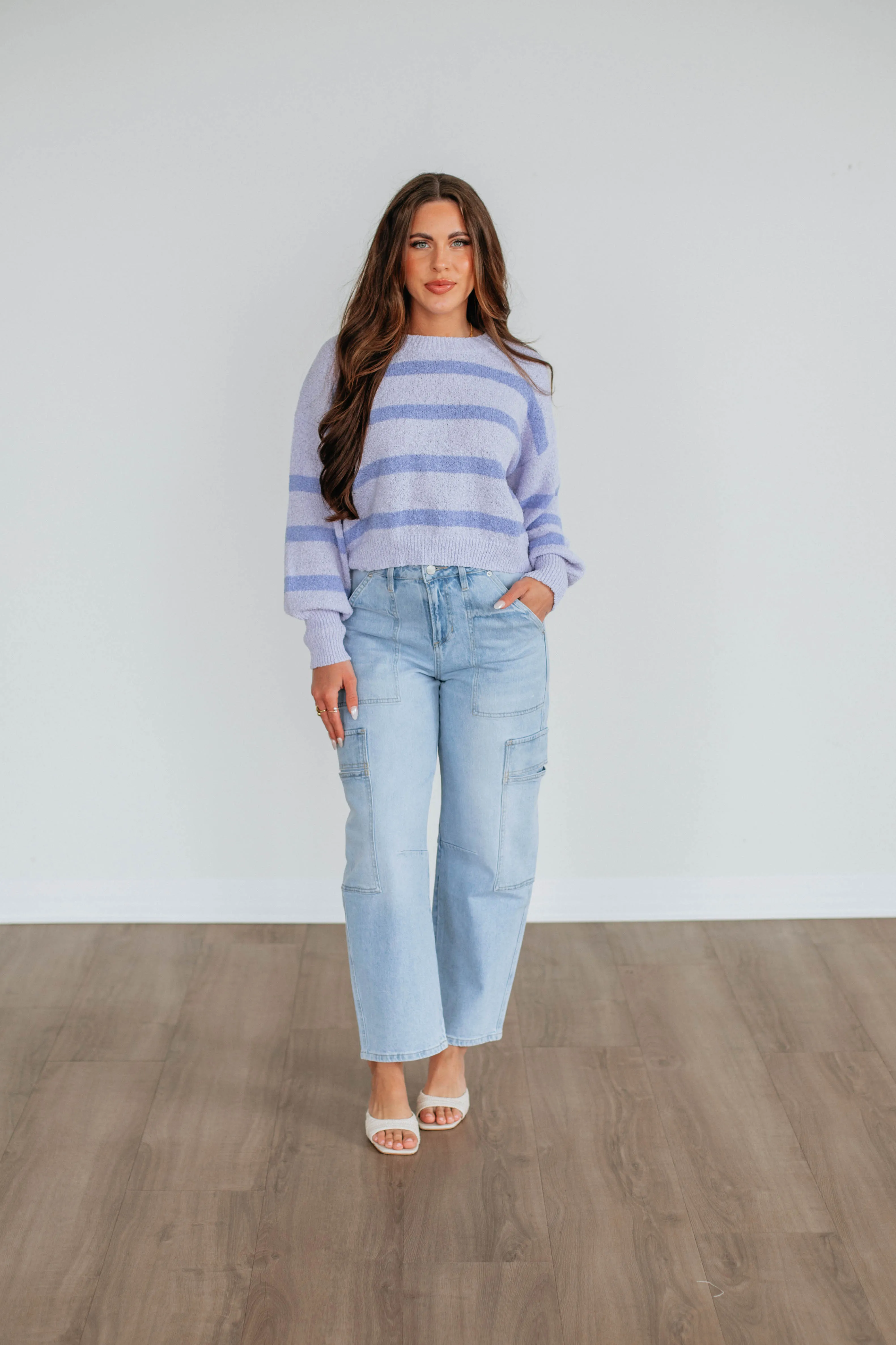 Aubriana Striped Sweater - Lavender Mix,Women Sweater