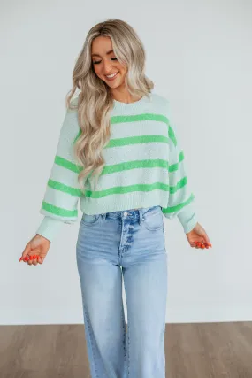 Aubriana Striped Sweater - Light Mint Mix,Women Sweater