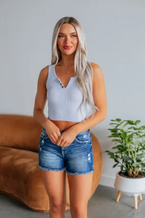 Aylin Ribbed Tank - Powder Blue,Women Tank