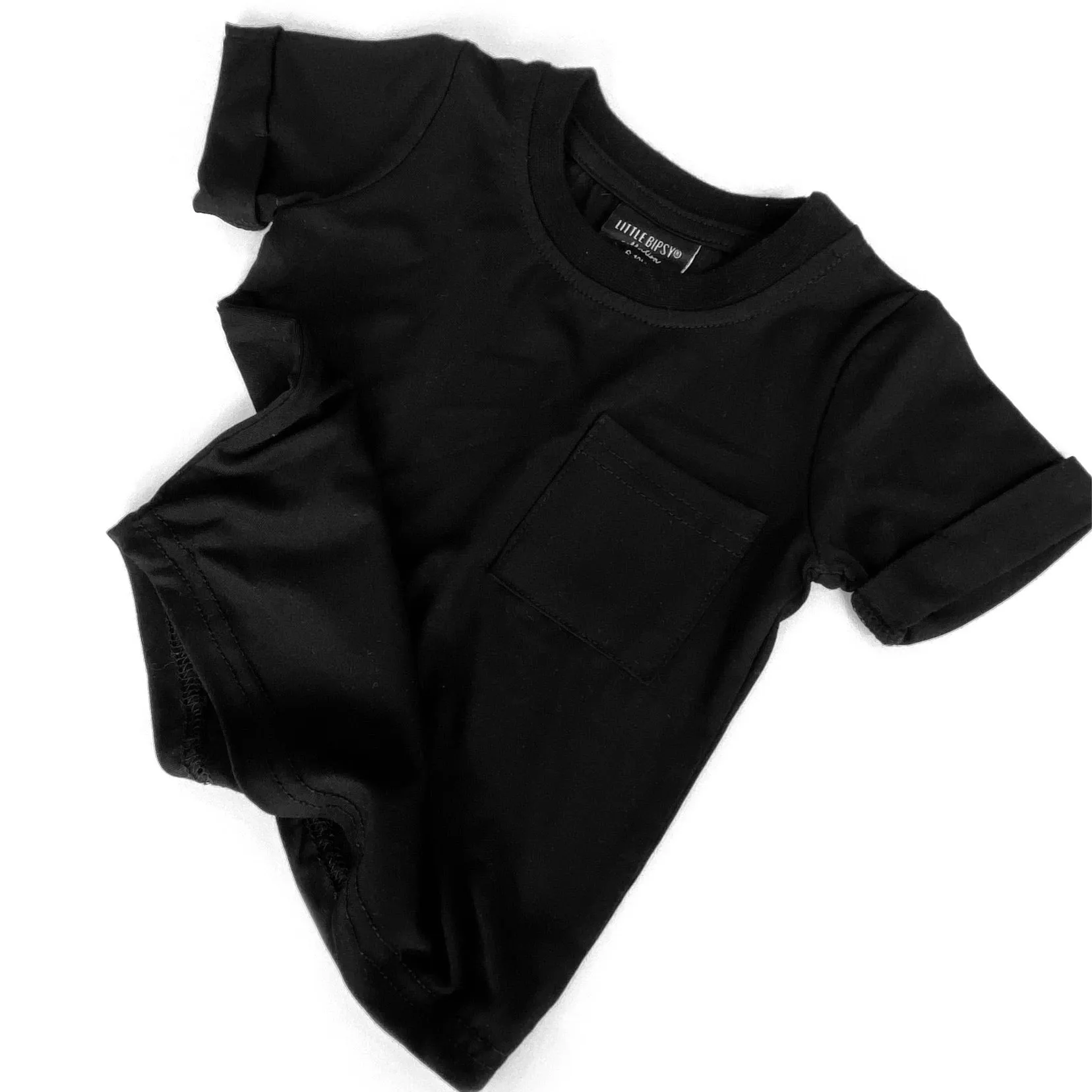 Bamboo Pocket Tee - Black,Kids