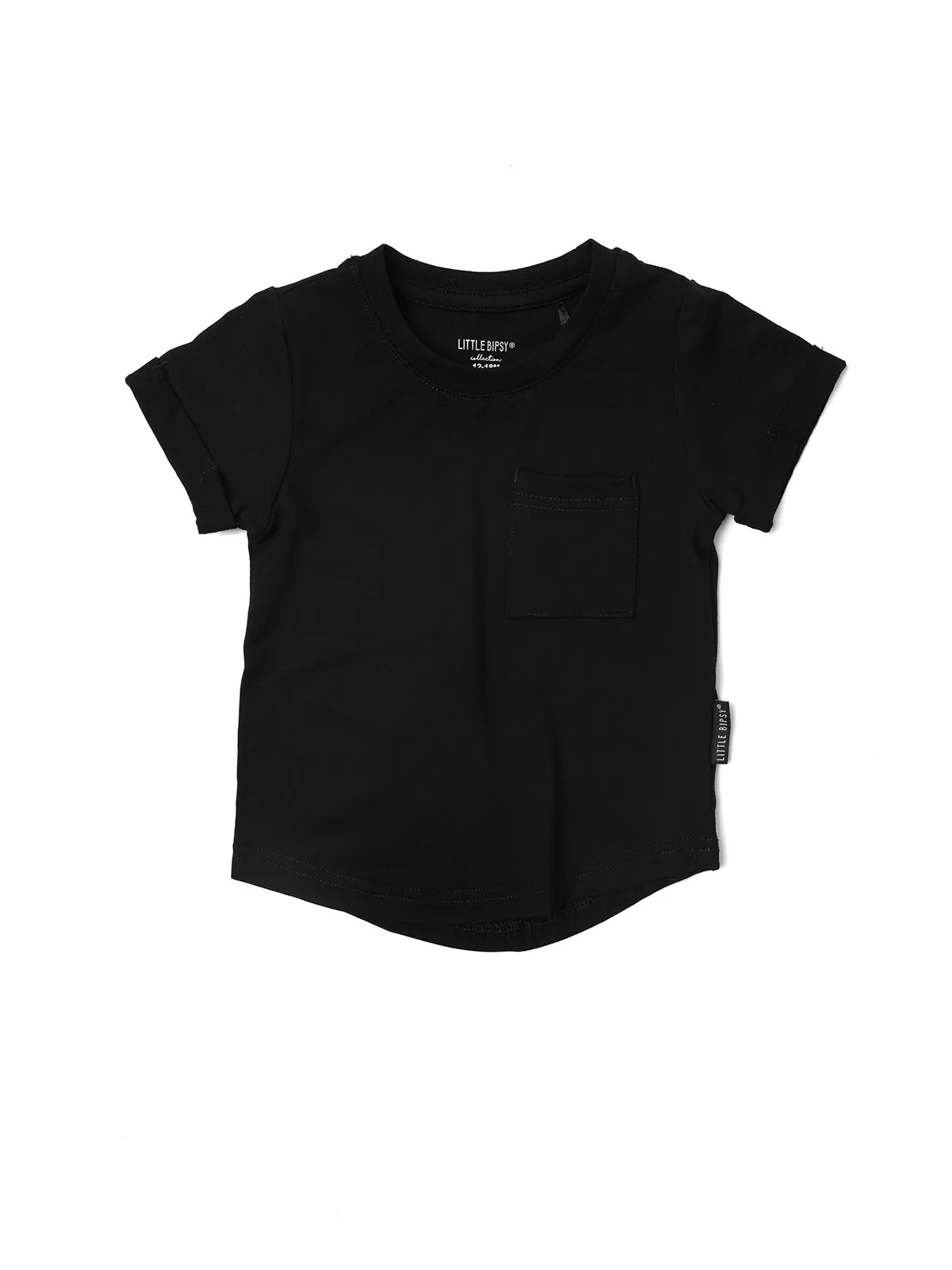 Bamboo Pocket Tee - Black,Kids