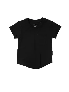 Bamboo Pocket Tee - Black,Kids