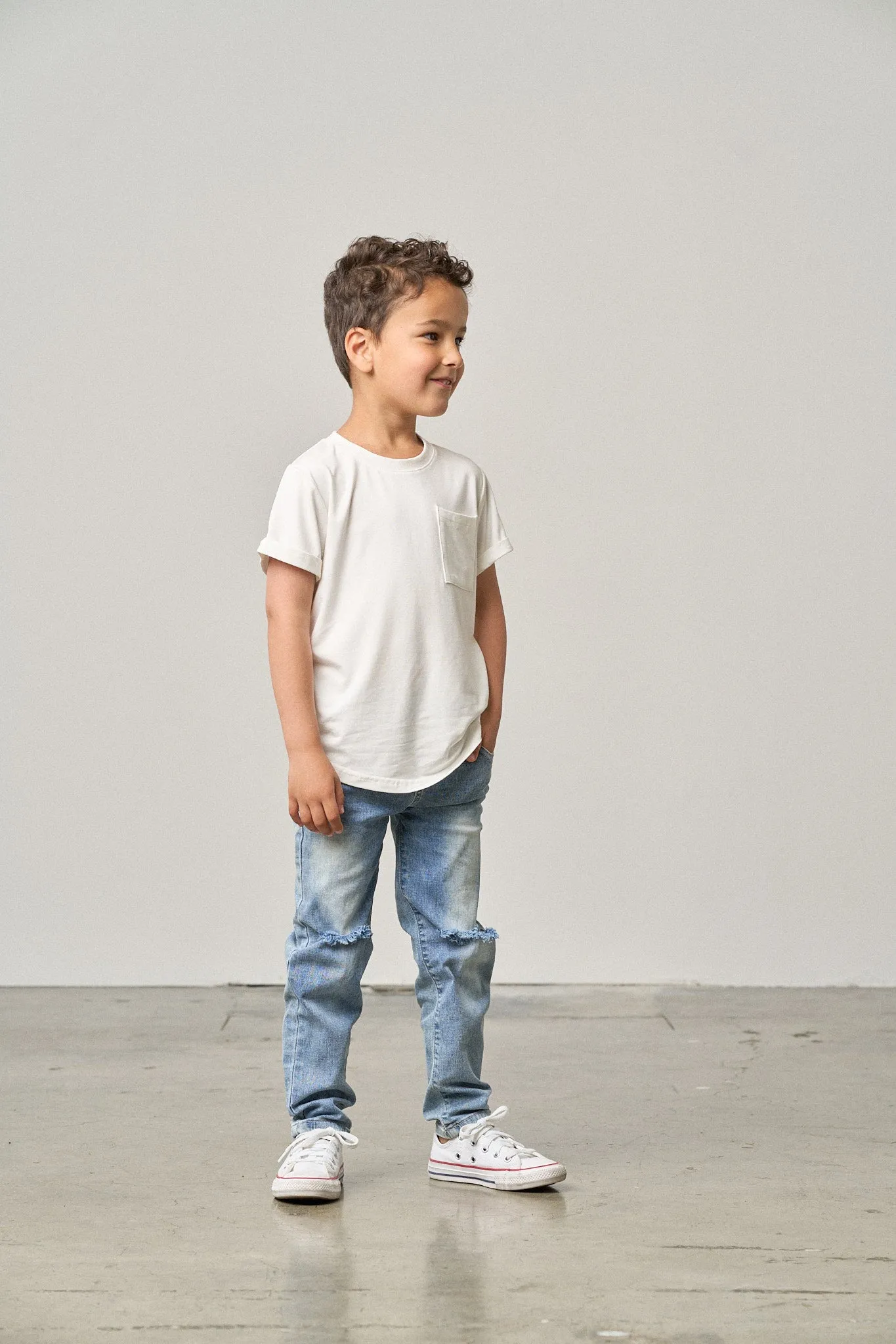 Bamboo Pocket Tee - Off White,Kids