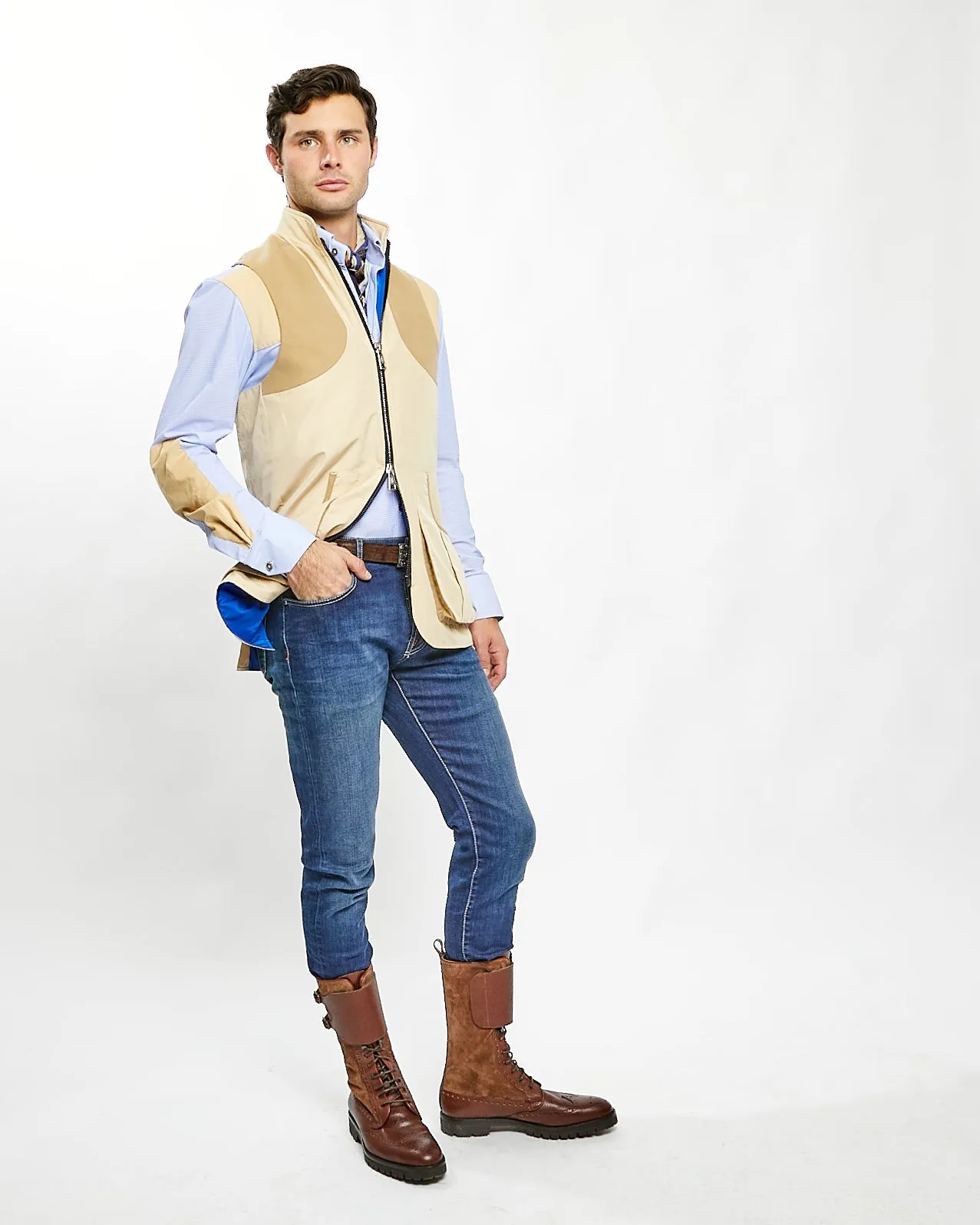 Banks Field Vest in Tan Nylon,Men