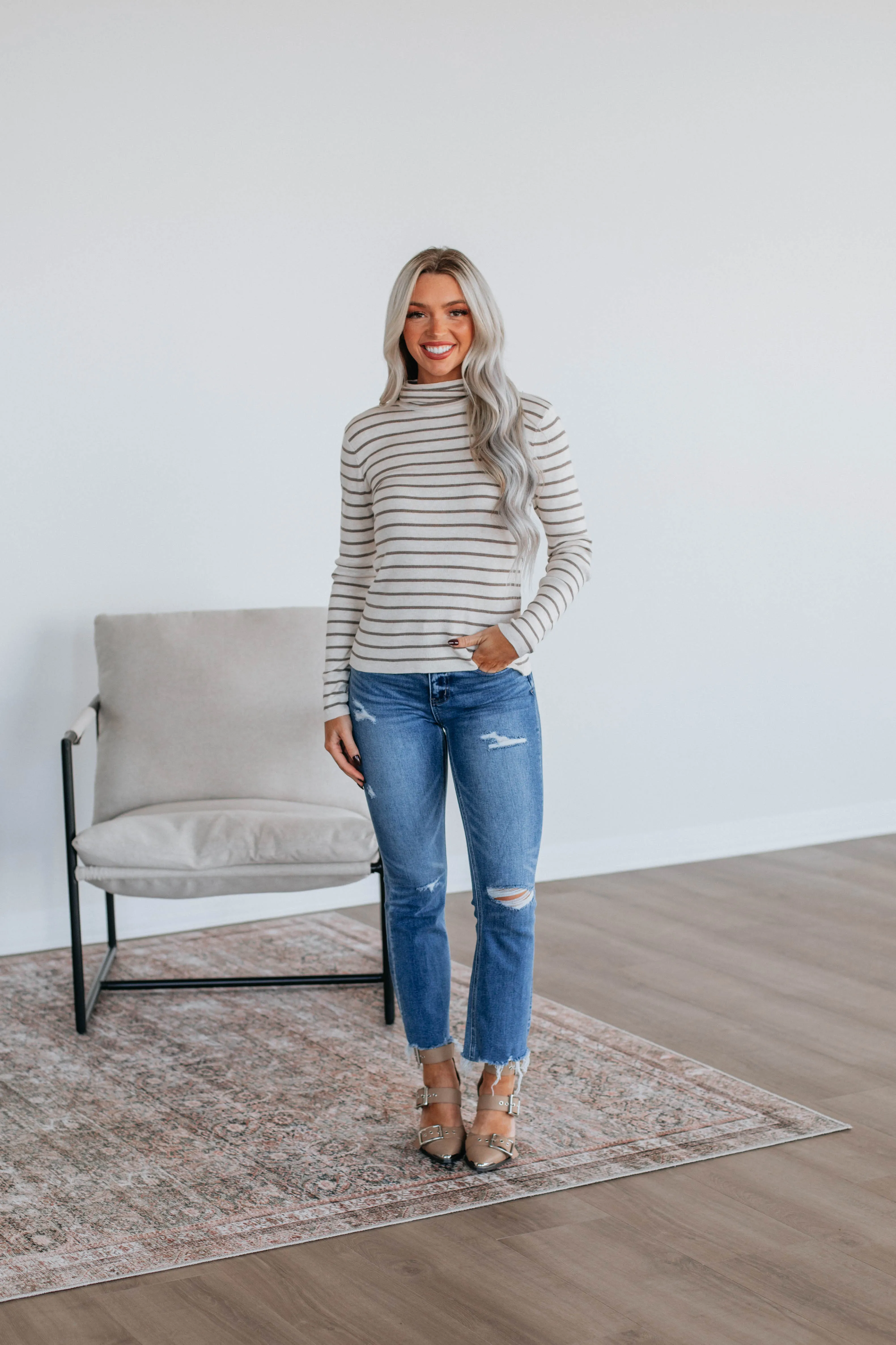 Berkeley Striped Sweater - Oatmeal,Women Sweater