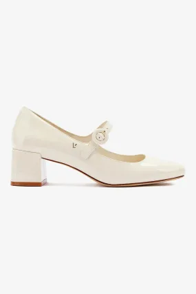 Blair Block Pump In Ivory Patent,Women Heel