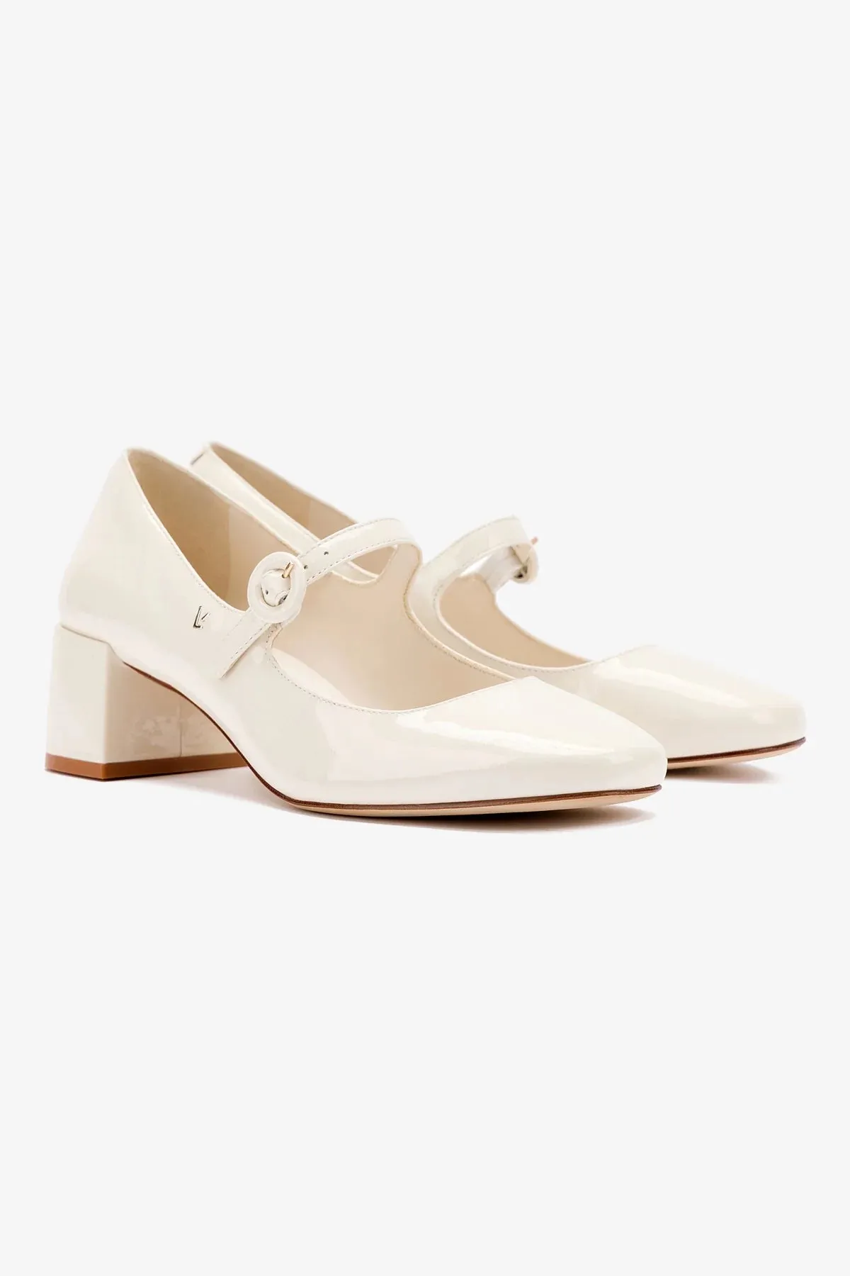 Blair Block Pump In Ivory Patent,Women Heel