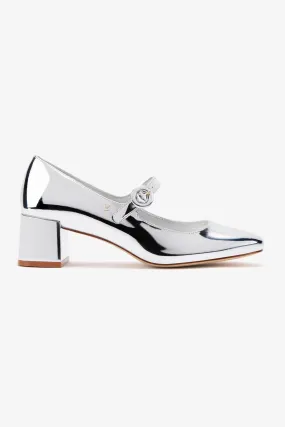 Blair Block Pump In Silver Specchio,Women Heel