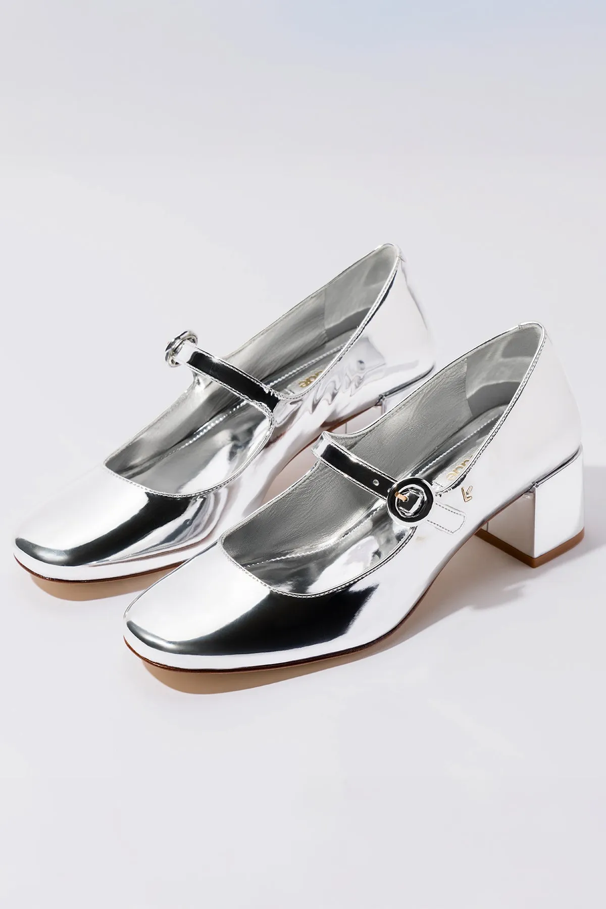 Blair Block Pump In Silver Specchio,Women Heel
