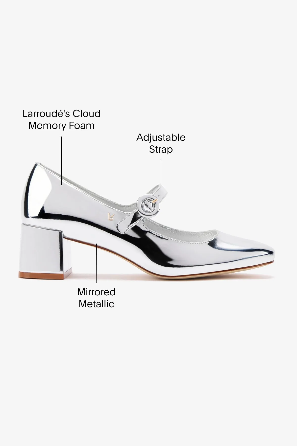 Blair Block Pump In Silver Specchio,Women Heel