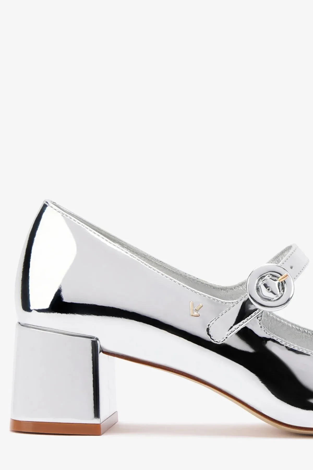 Blair Block Pump In Silver Specchio,Women Heel