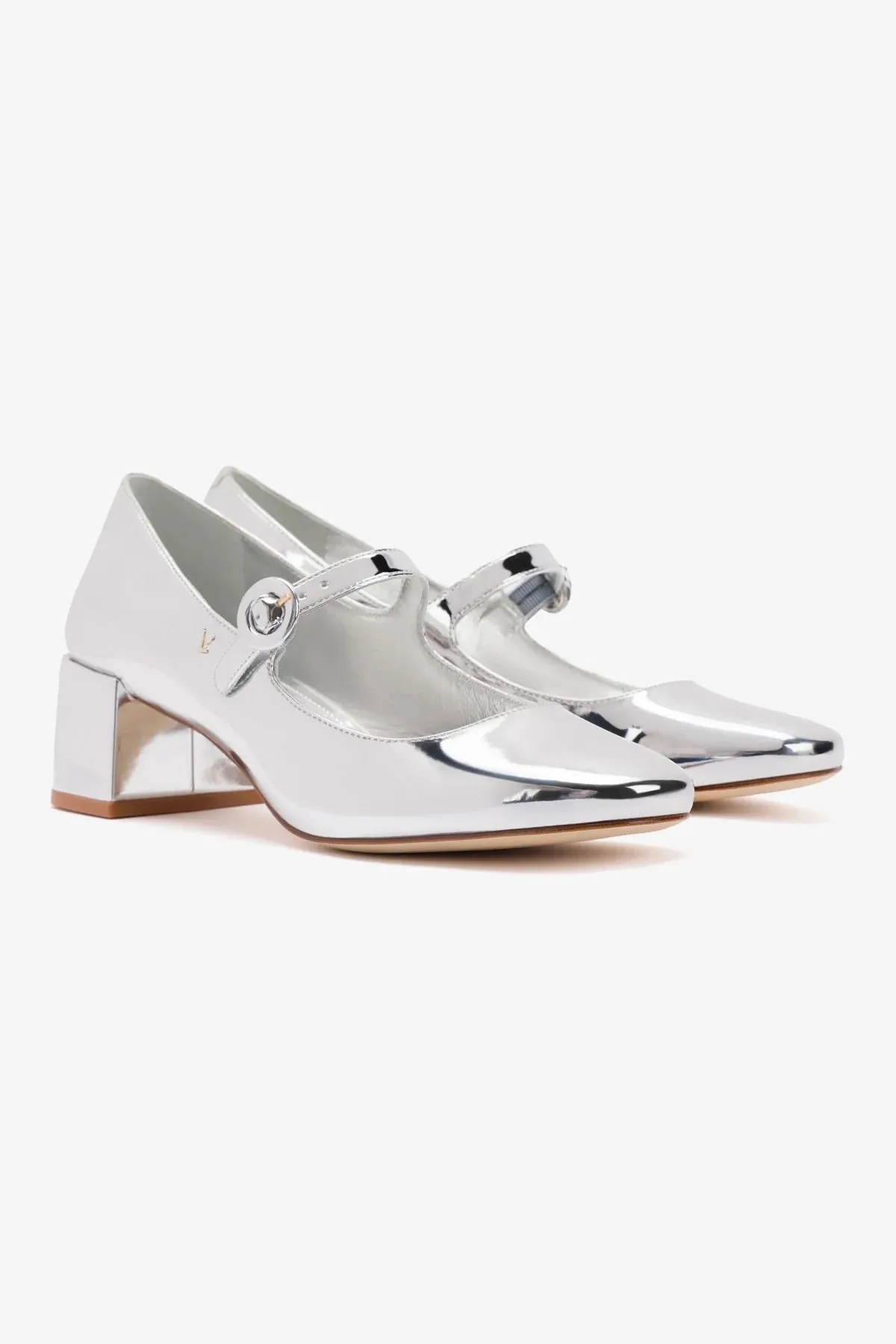 Blair Block Pump In Silver Specchio,Women Heel