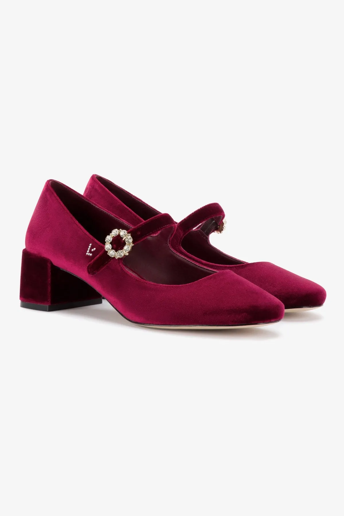 Blair Block Pump In Wine Velvet,Women Heel