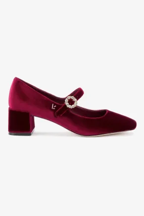 Blair Block Pump In Wine Velvet,Women Heel