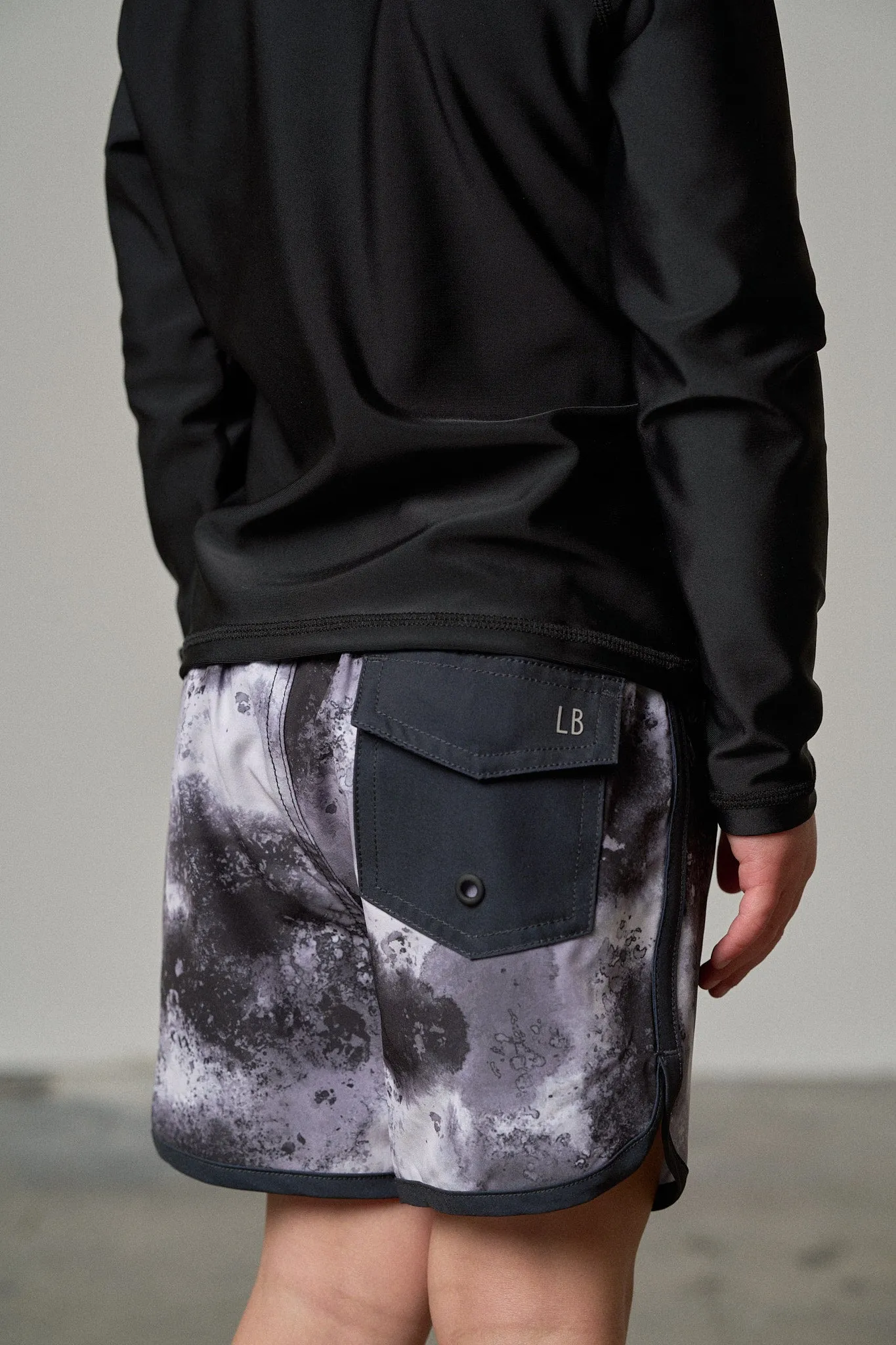 Boys Swim Short - Monochrome Watercolor,Kids