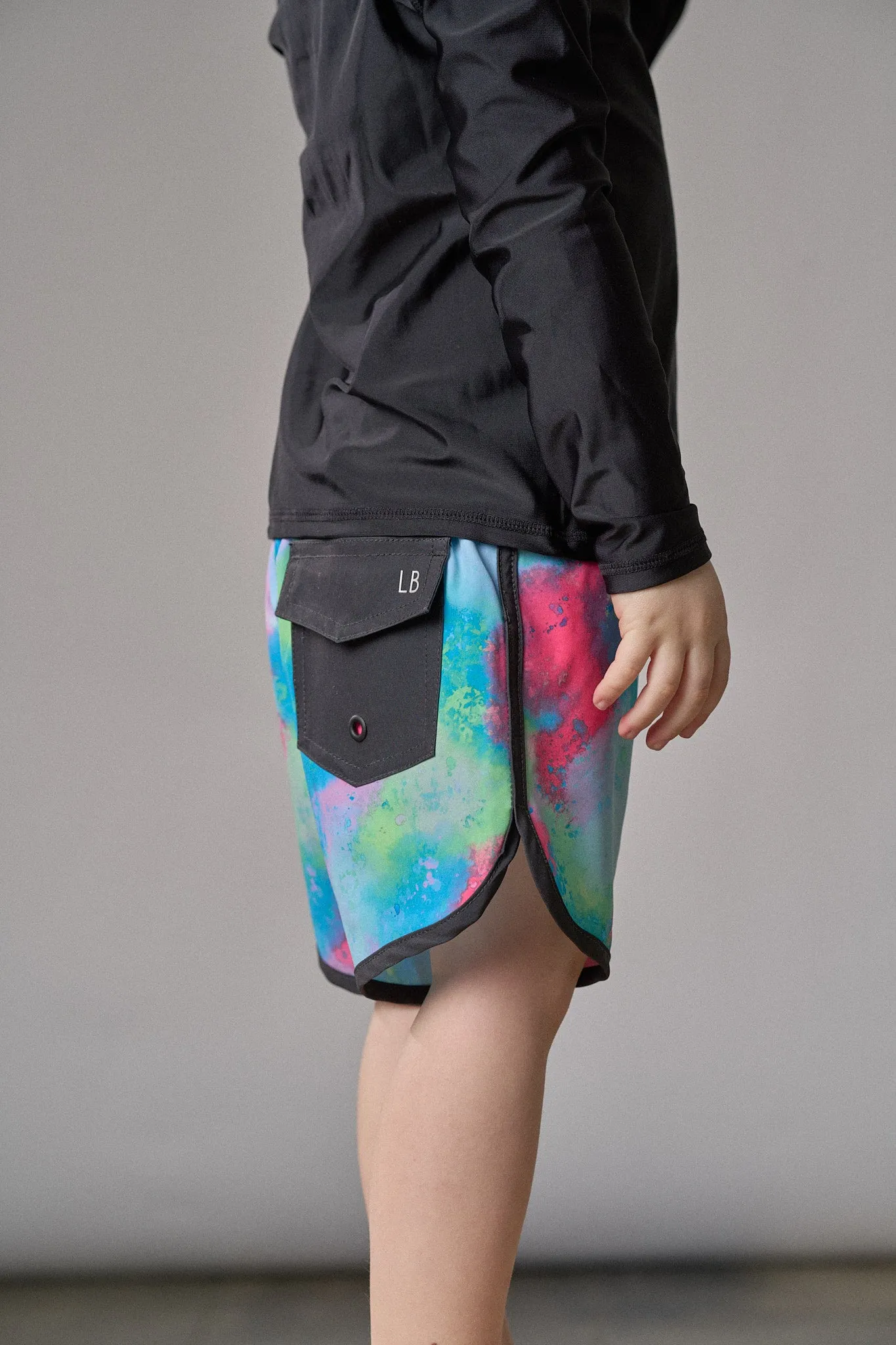 Boys Swim Short - Neon Watercolor,Kids