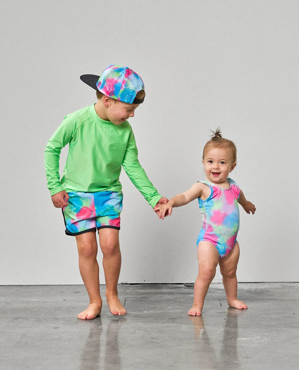 Boys Swim Short - Neon Watercolor,Kids