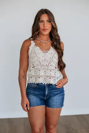 Brie Crochet Tank - Natural,Women Tank