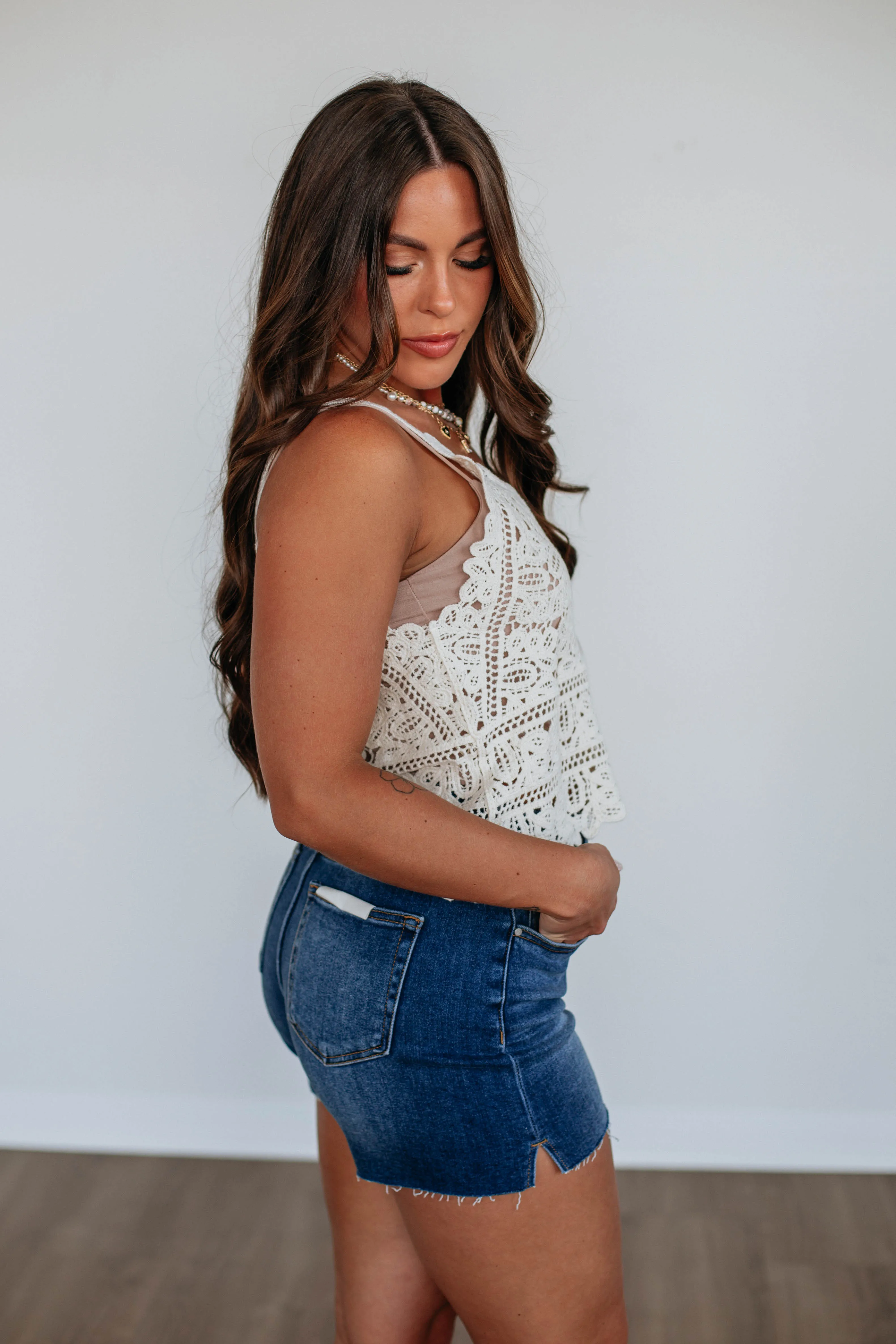 Brie Crochet Tank - Natural,Women Tank