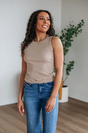 Brighton Ribbed Tank - Taupe,Women Tank