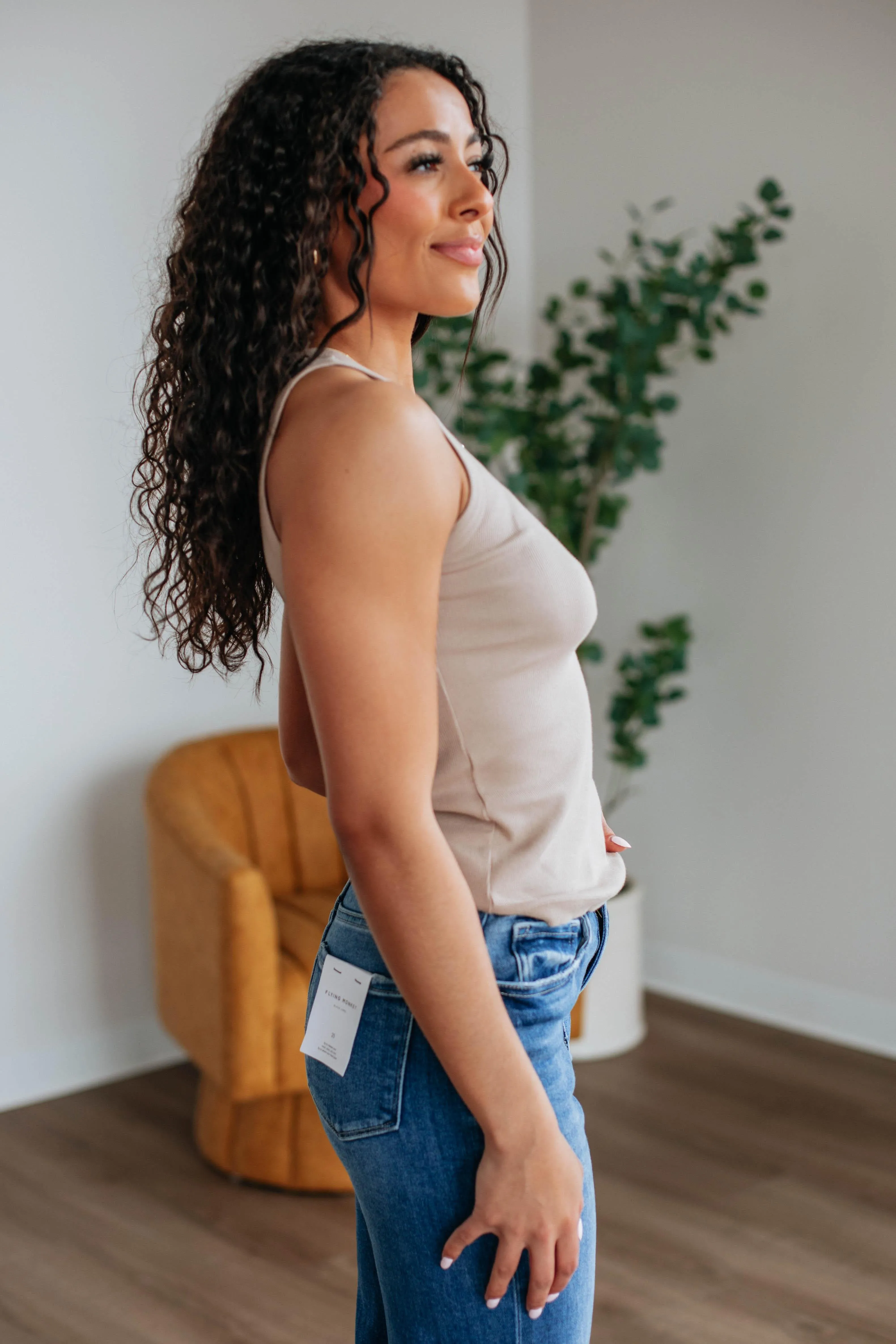 Brighton Ribbed Tank - Taupe,Women Tank