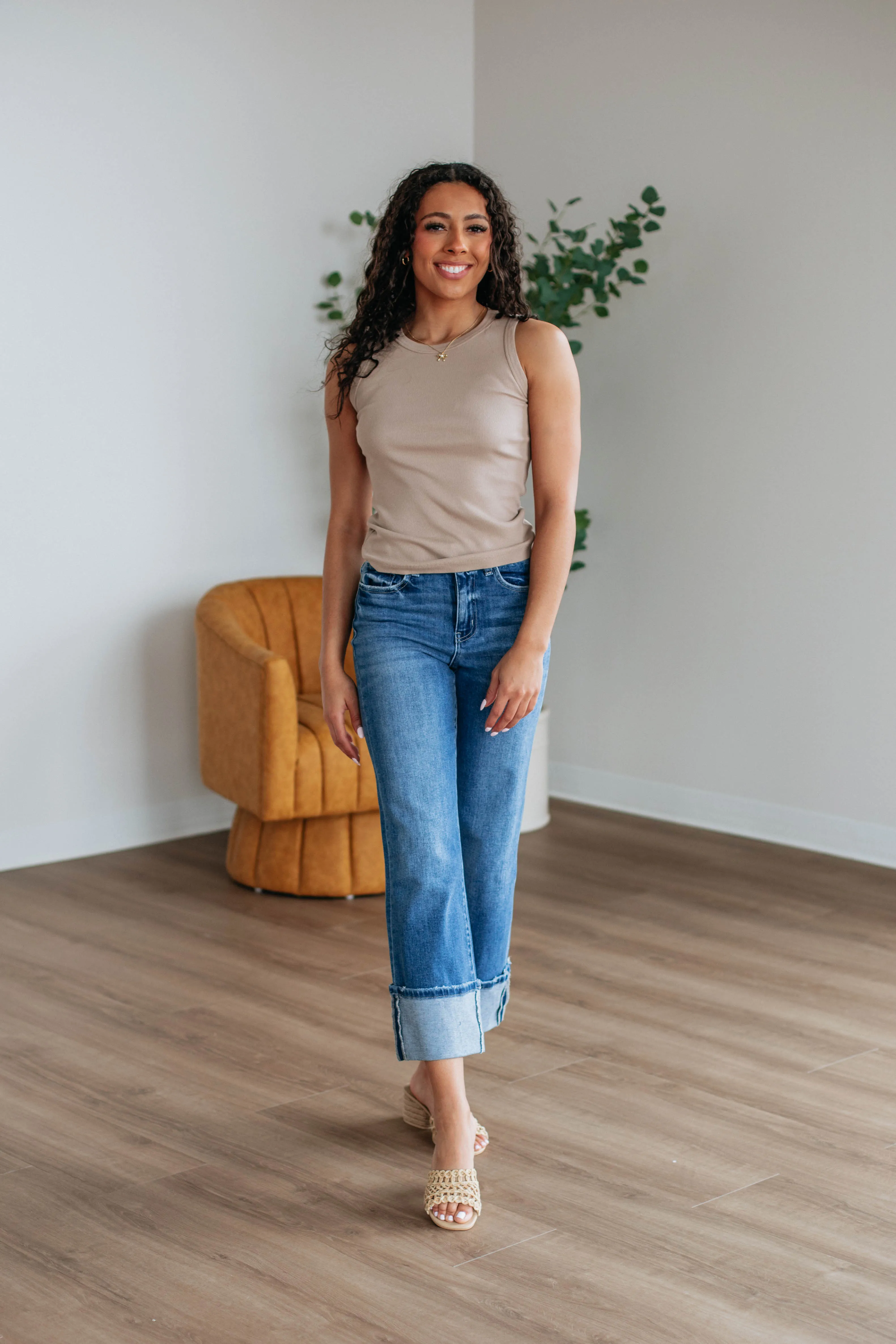 Brighton Ribbed Tank - Taupe,Women Tank