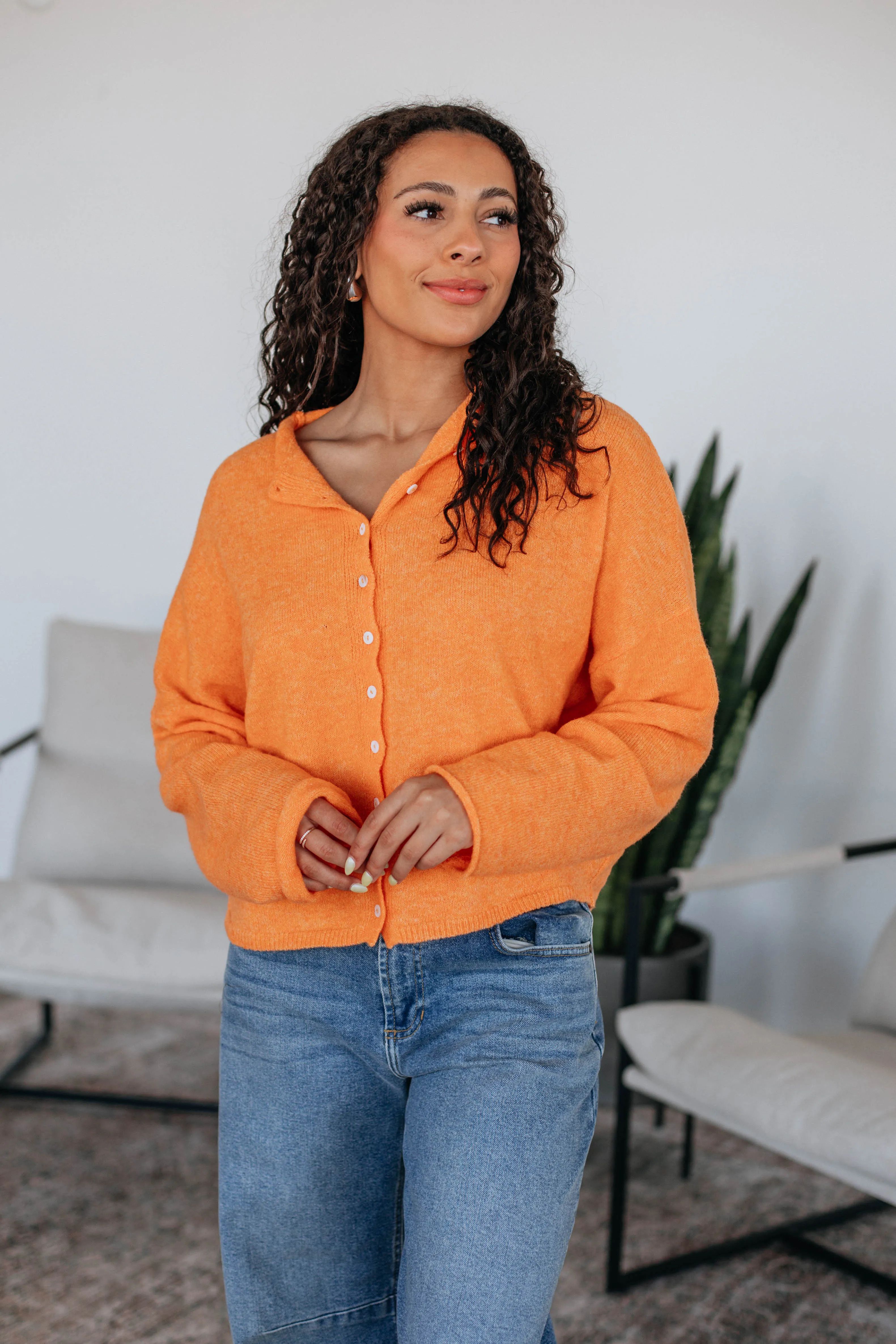 Brooke Cardigan - Tangerine,Women Sweater