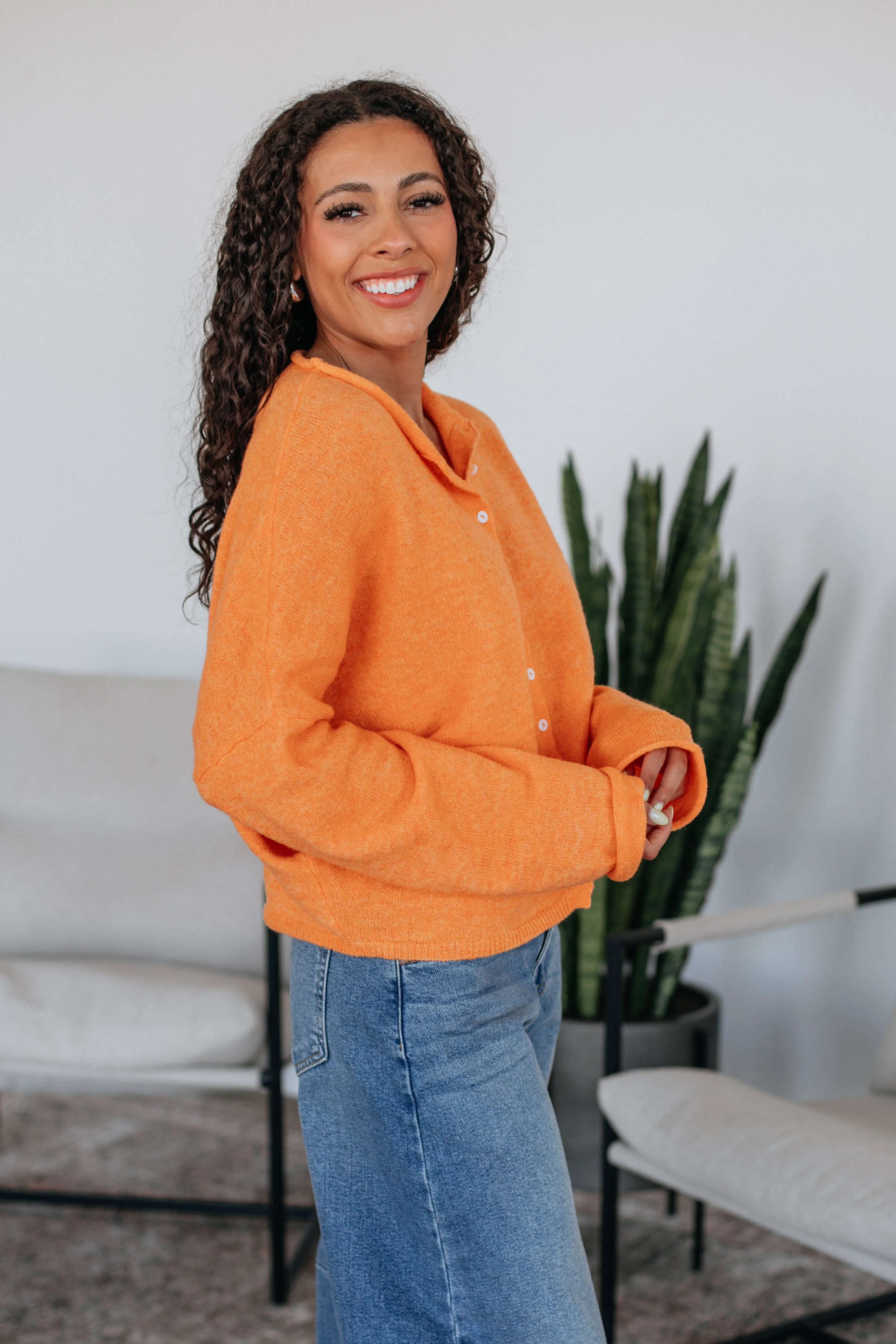 Brooke Cardigan - Tangerine,Women Sweater