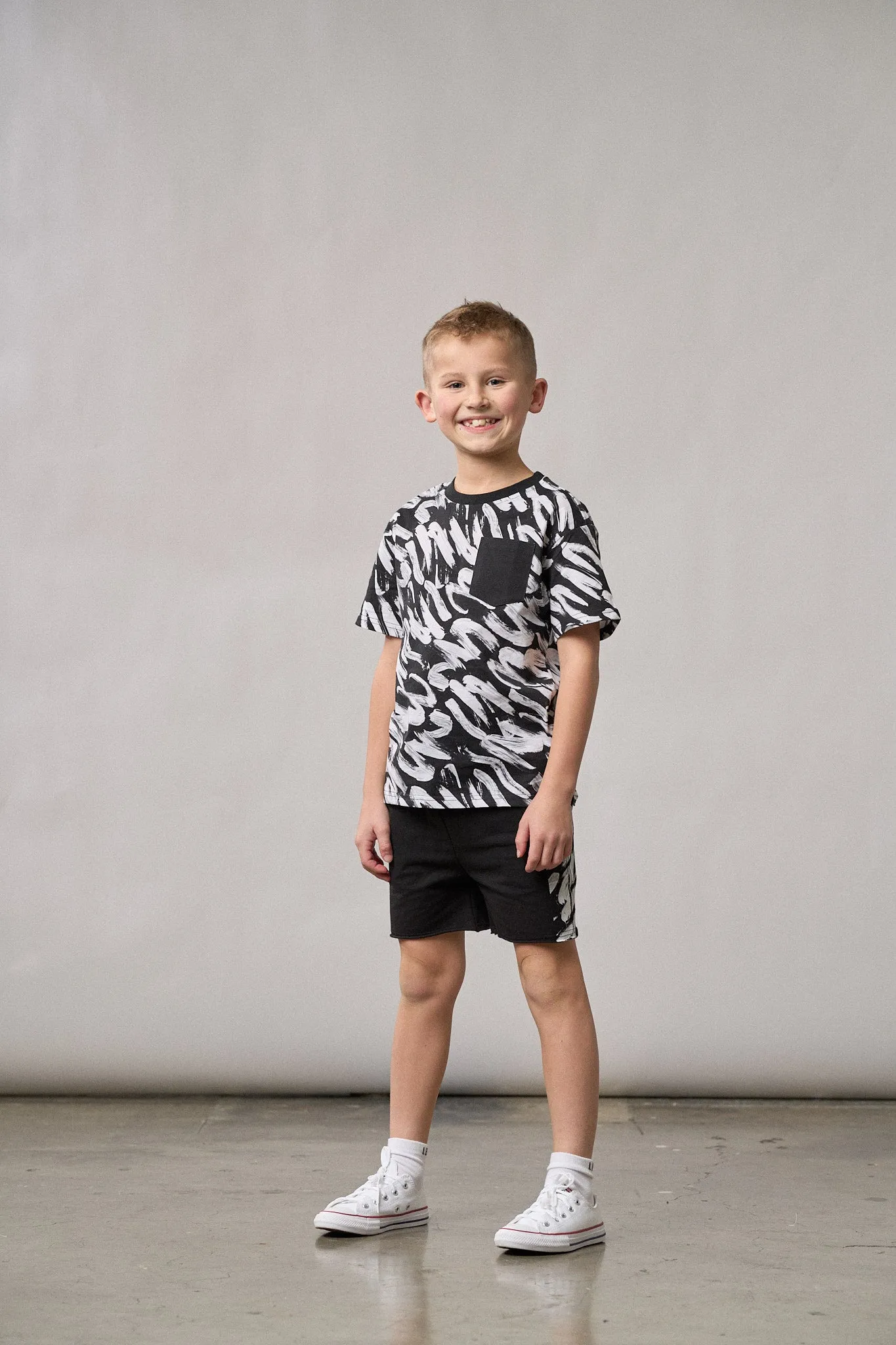 Brush Stroke Tee - Black,Kids
