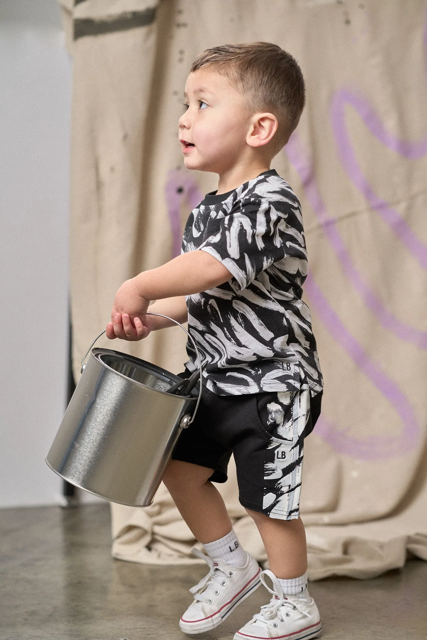 Brush Stroke Tee - Black,Kids