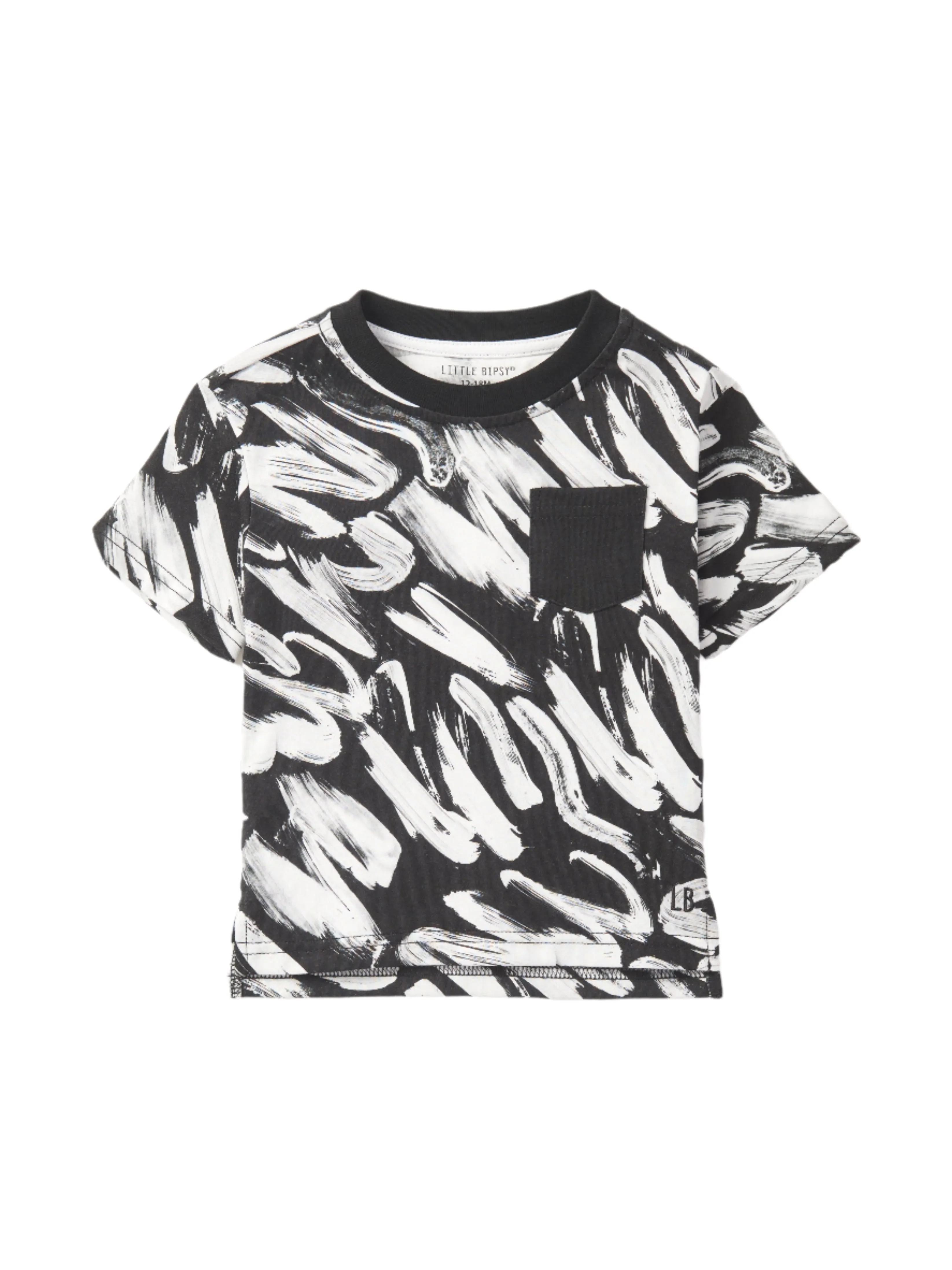 Brush Stroke Tee - Black,Kids