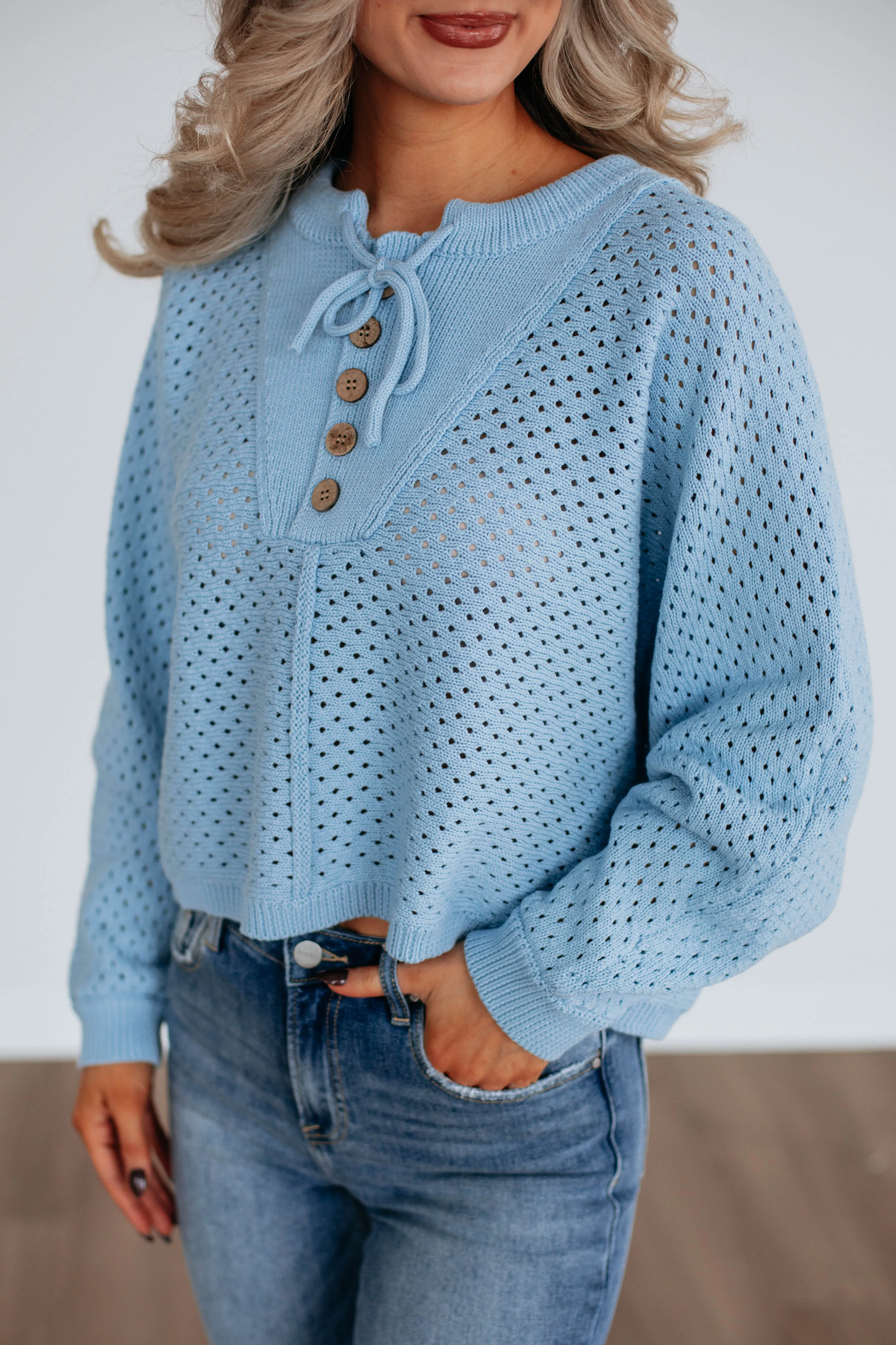 Callee Knit Sweater - Sky Blue,Women Sweater