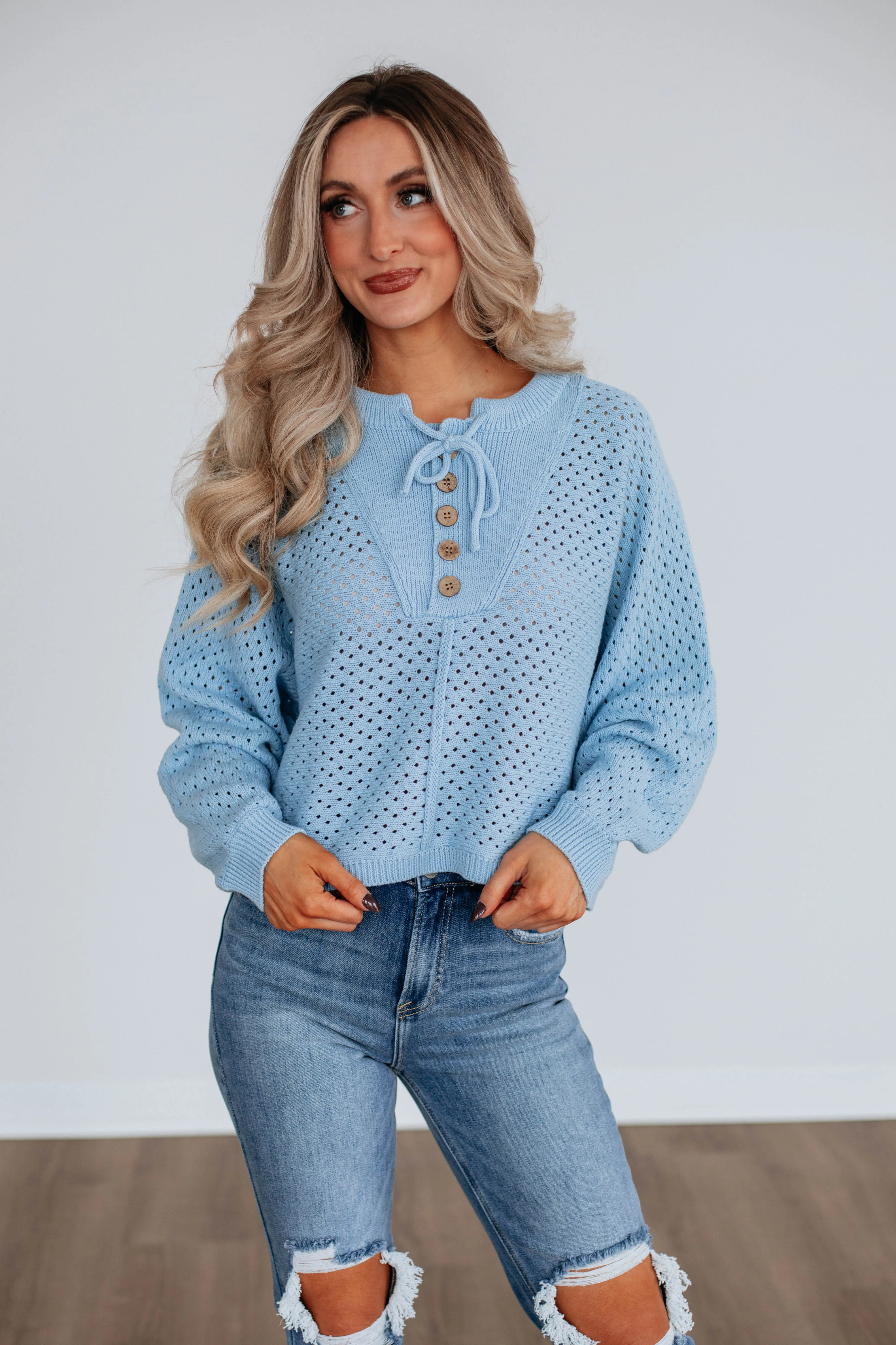 Callee Knit Sweater - Sky Blue,Women Sweater