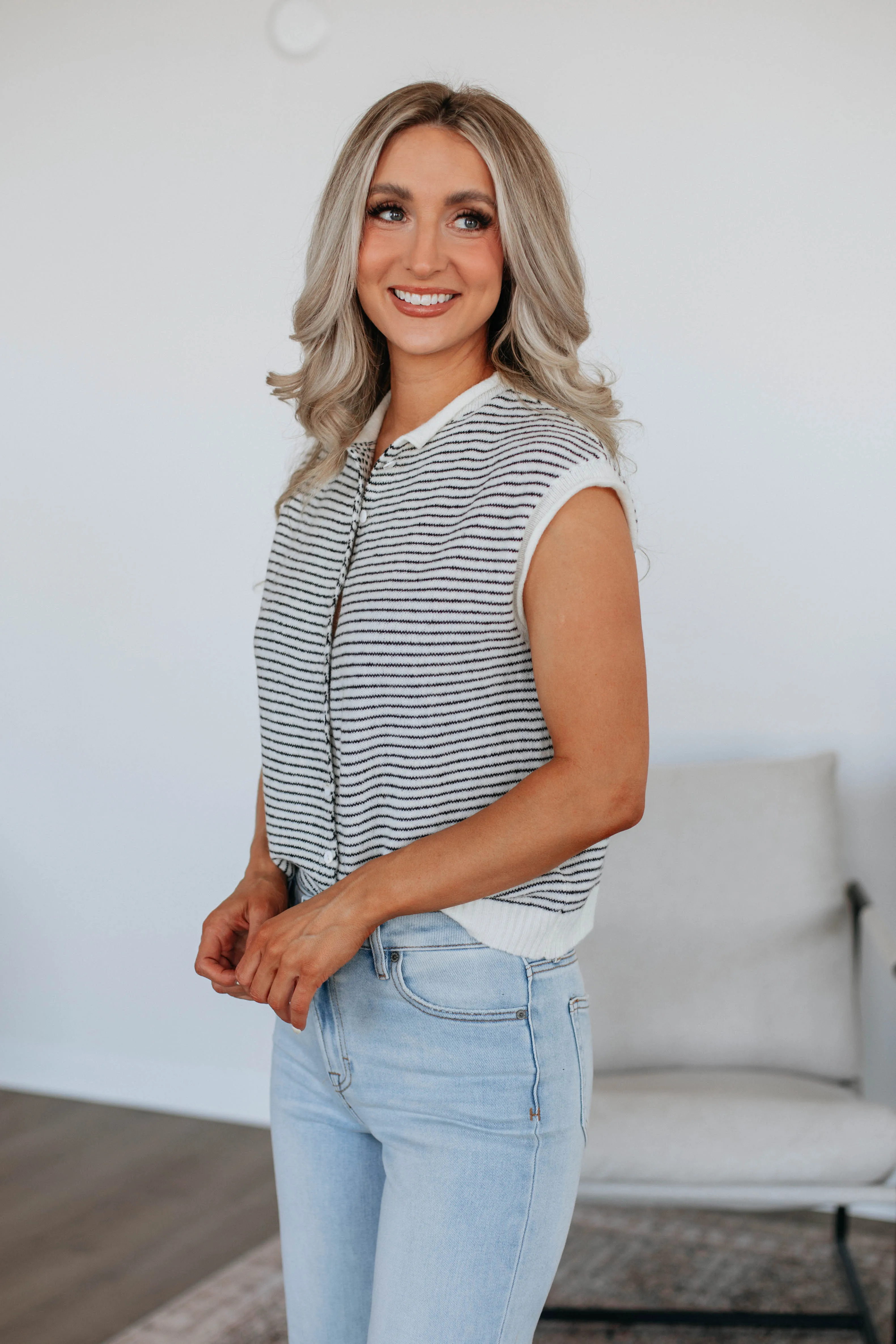 Camry Striped Cardigan Top,Women Sweater
