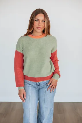 Casa Colorblock Sweater - Thyme,Women Sweater